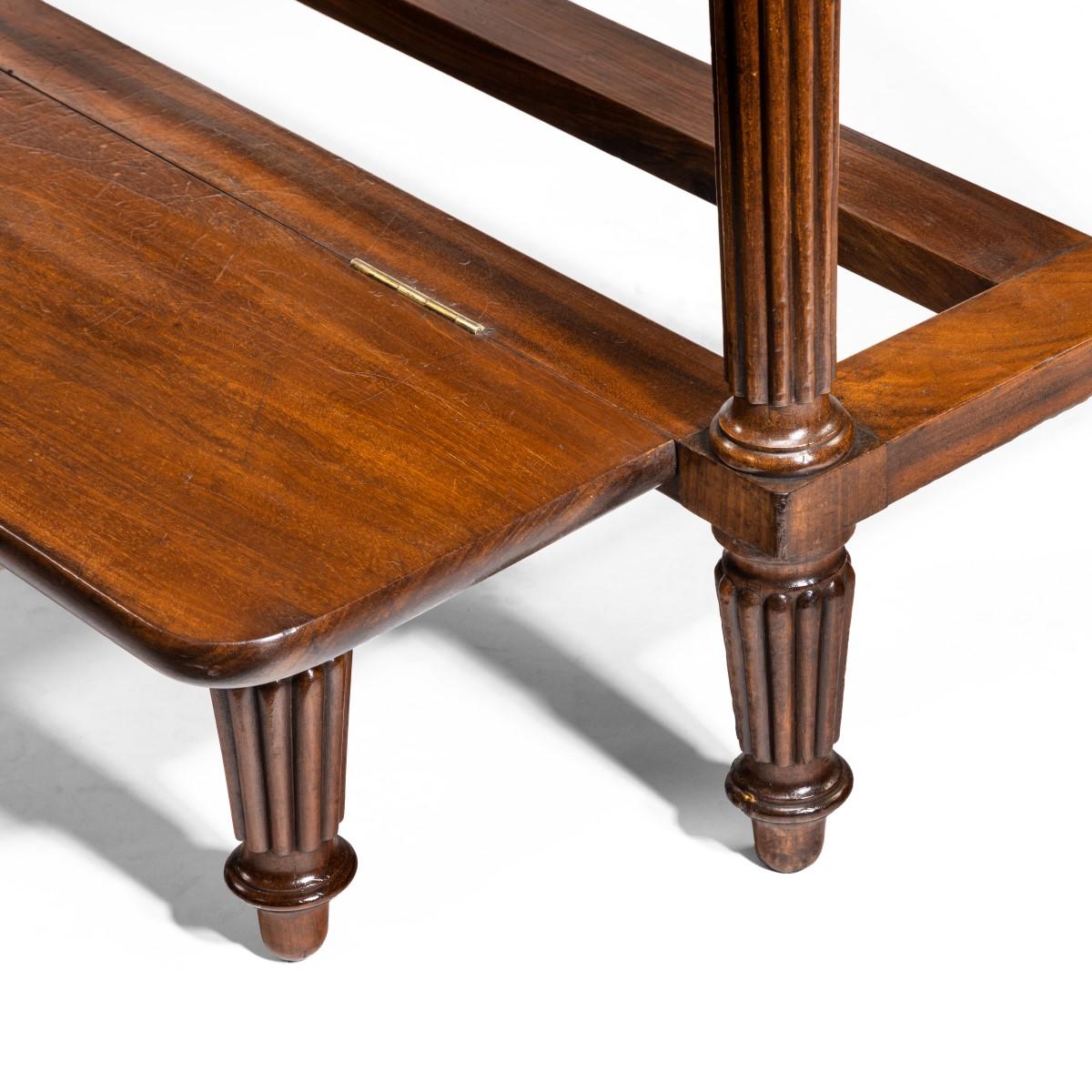 Louis Philippe Mahogany Hall Bench with a Folding Foot-Rest For Sale 4