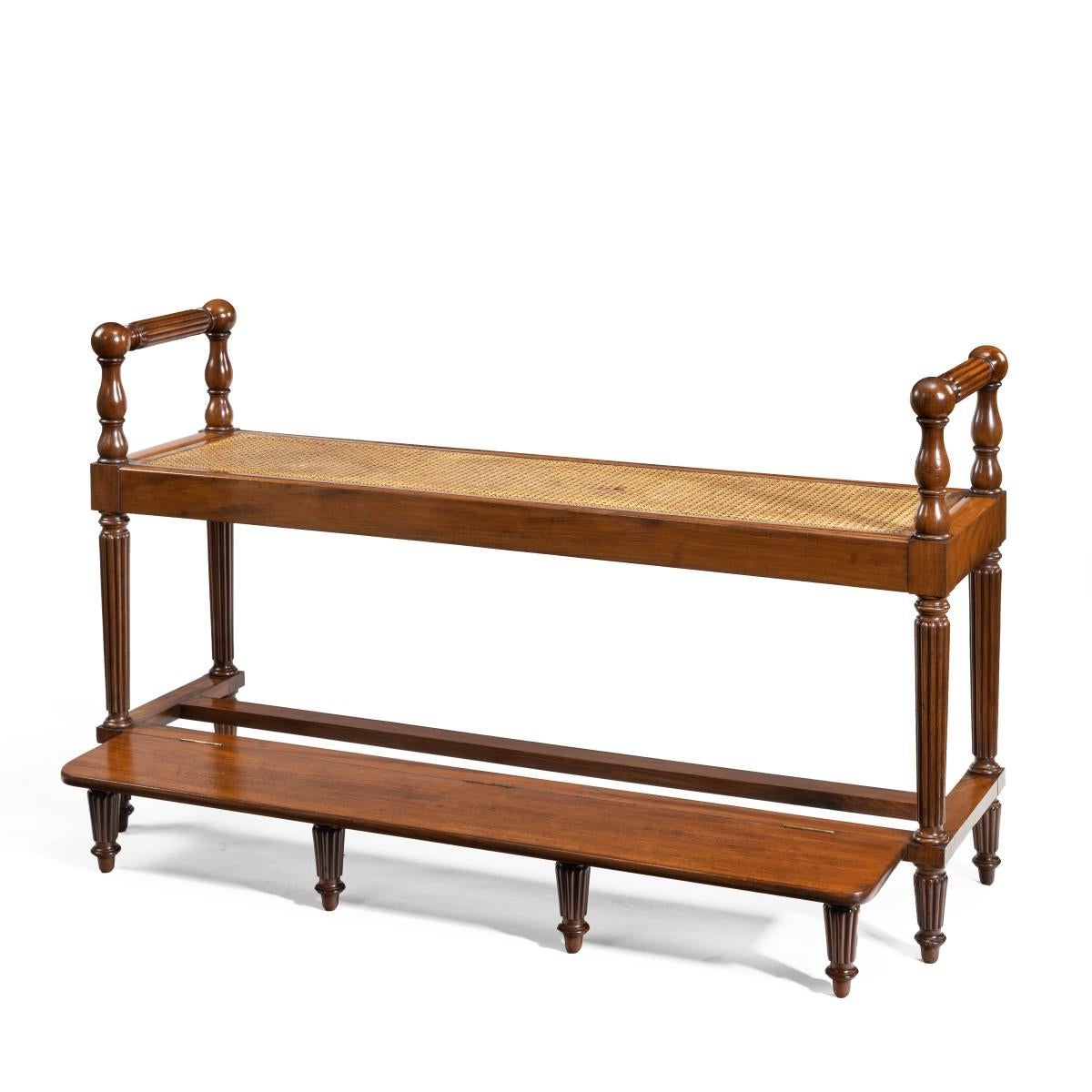 Louis Philippe Mahogany Hall Bench with a Folding Foot-Rest In Good Condition For Sale In Lymington, Hampshire