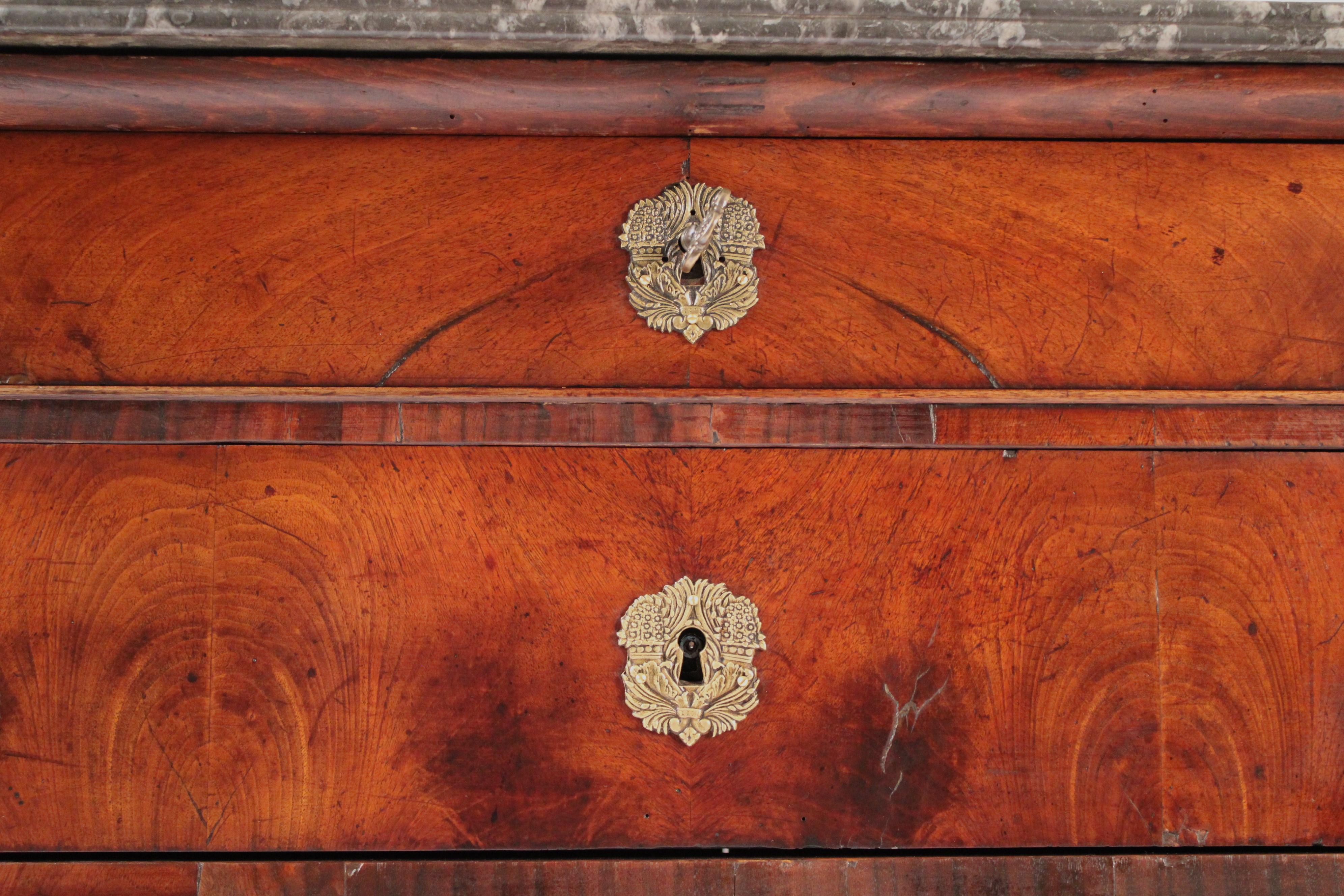 Louis Philippe Mahogany Marble top Chest of Drawers For Sale 6