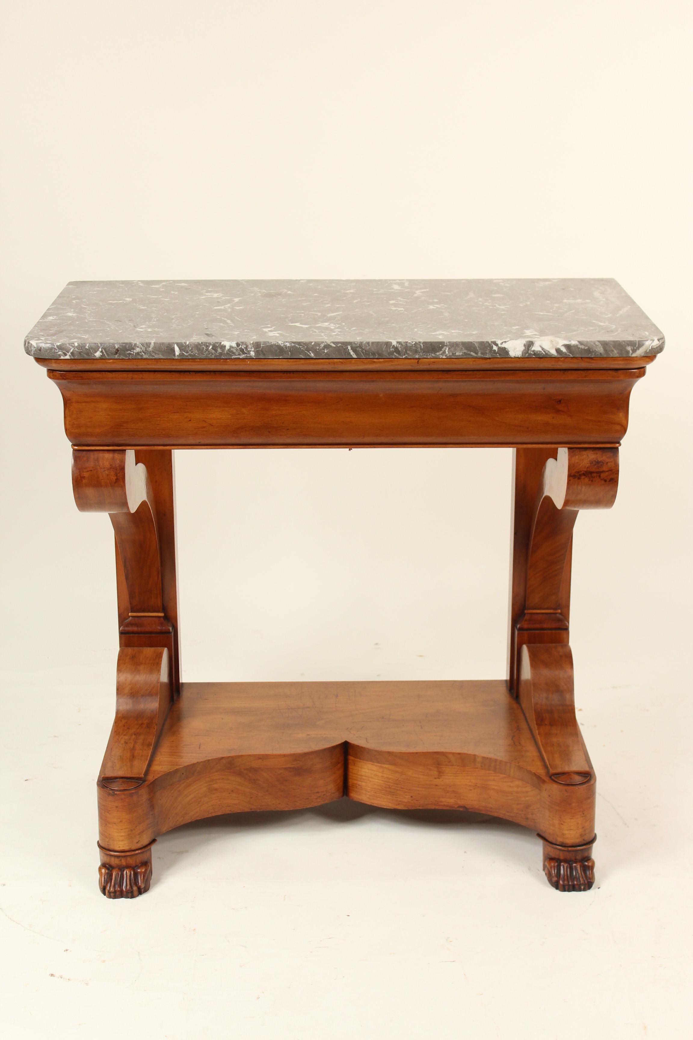 Antique Louis Philippe mahogany marble-top console table, 19th century. Formerly sold by Hideaway House antiques, Los Angeles.