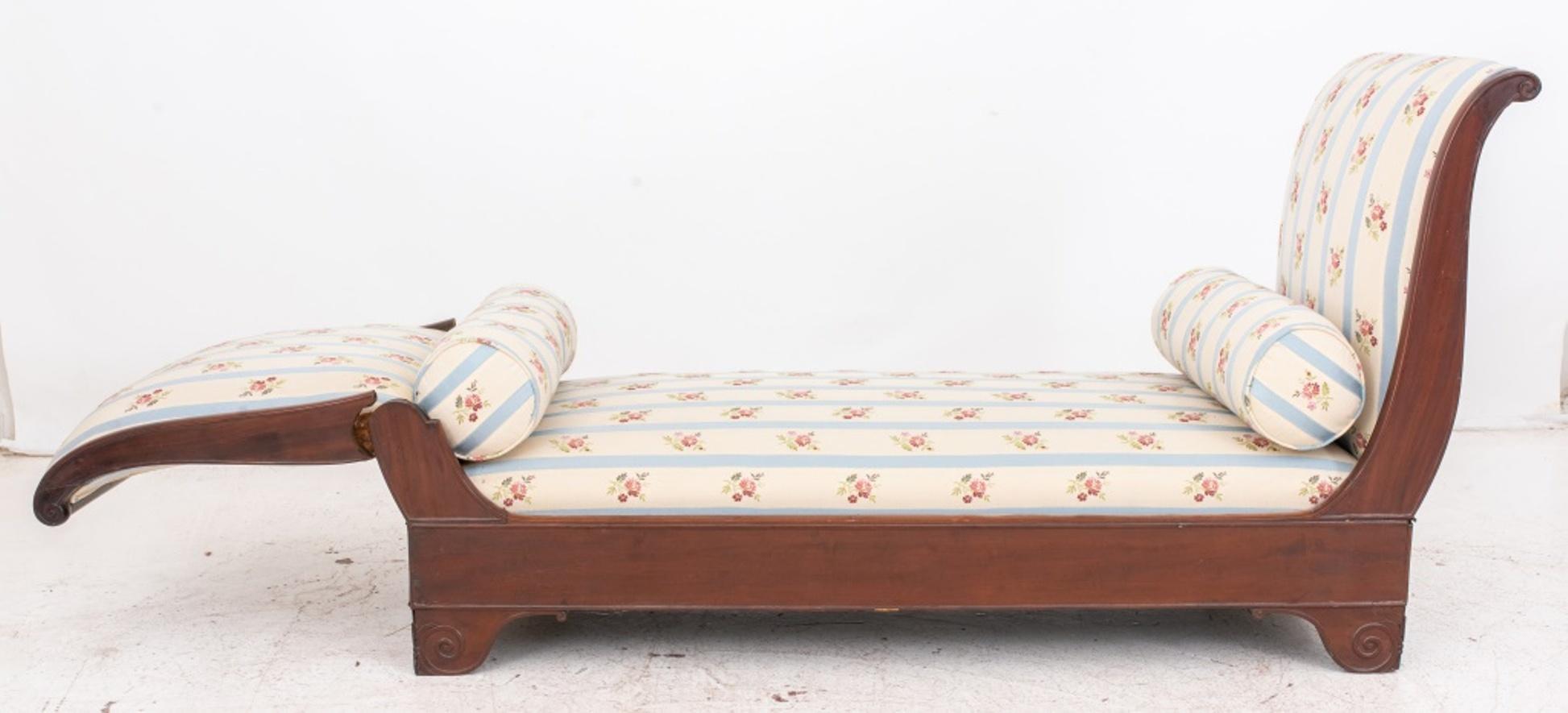 Silk Louis Philippe Mahogany Upholstered Day Bed / Sofa