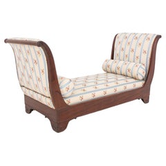 Antique Louis Philippe Mahogany Upholstered Day Bed / Sofa