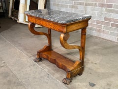 Console Louis Philippe en acajou et noyer avec marbre Sainte-Anne