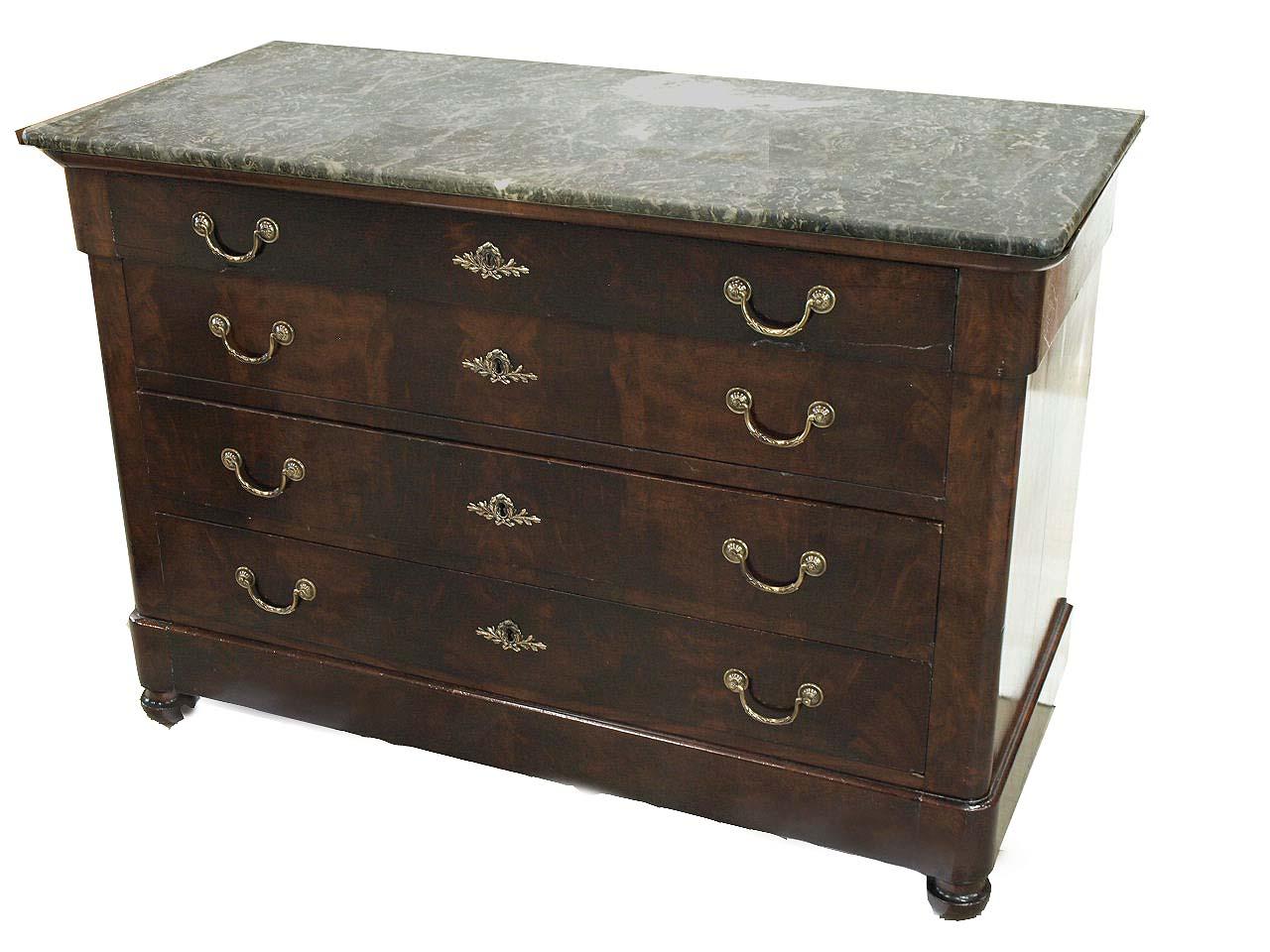 French Louis Philippe Marble Top Chest For Sale