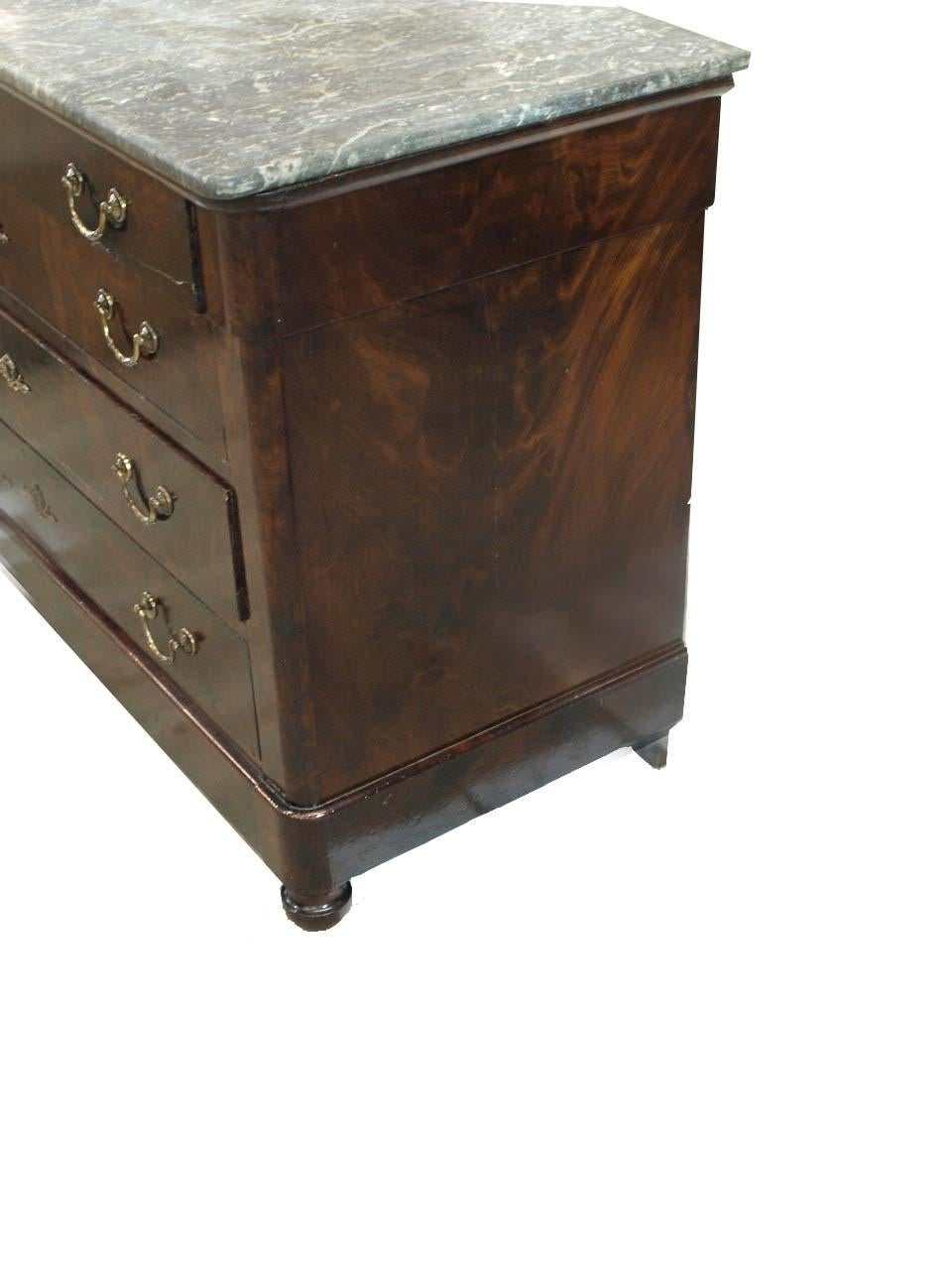 Veneer Louis Philippe Marble Top Chest For Sale
