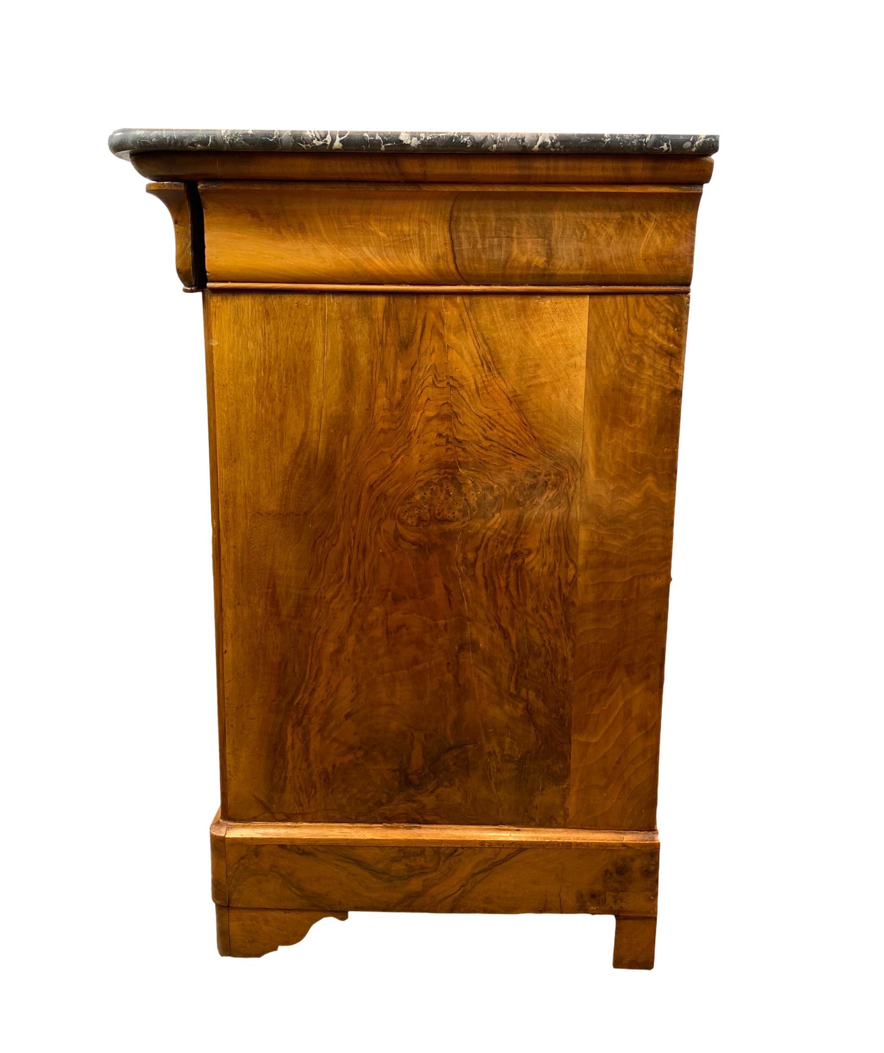 Louis Philippe Marble-Top Commode in Figured Walnut, French, circa 1840 In Good Condition In Banner Elk, NC