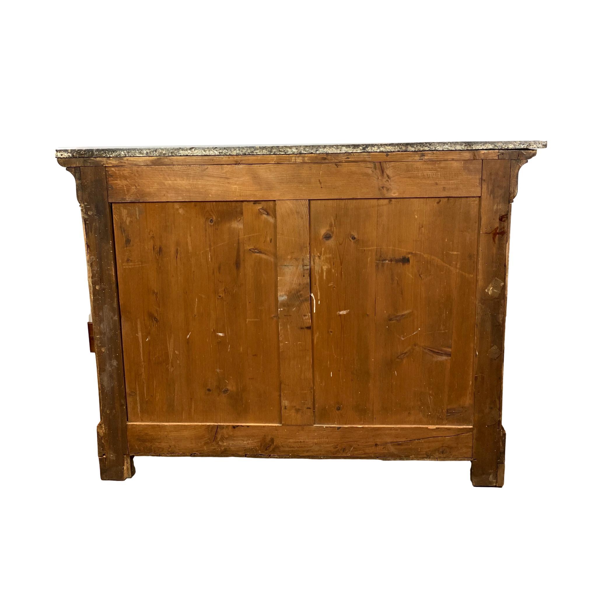 19th Century Louis Philippe Marble-Top Commode in Figured Walnut, French, circa 1840