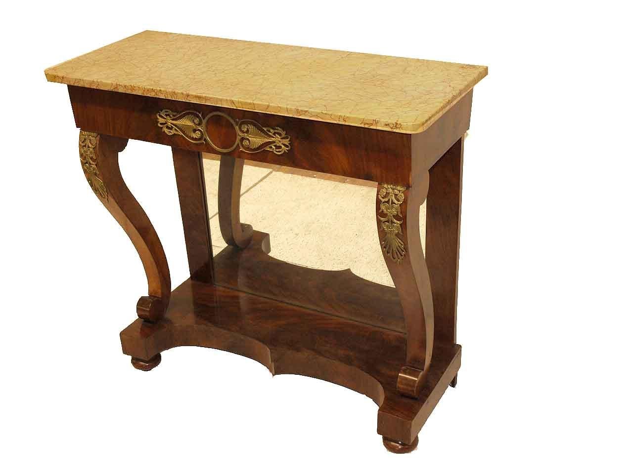 Veneer Louis Philippe Marble Top Console Table For Sale