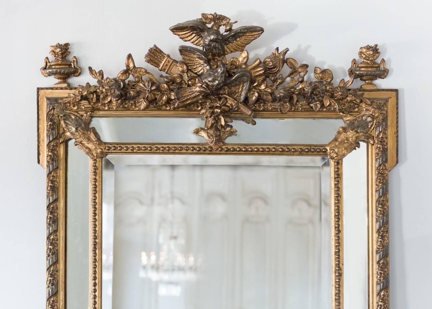 French Louis Philippe Mirror with Beveled Glass For Sale
