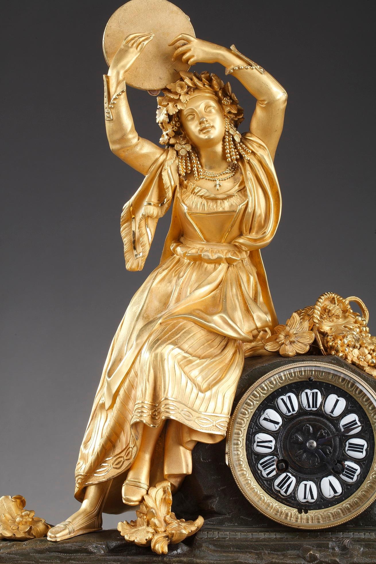 Louis Philippe Louis-Philippe Ormolu Clock, Esmeralda or Dancer with a Tambourine For Sale