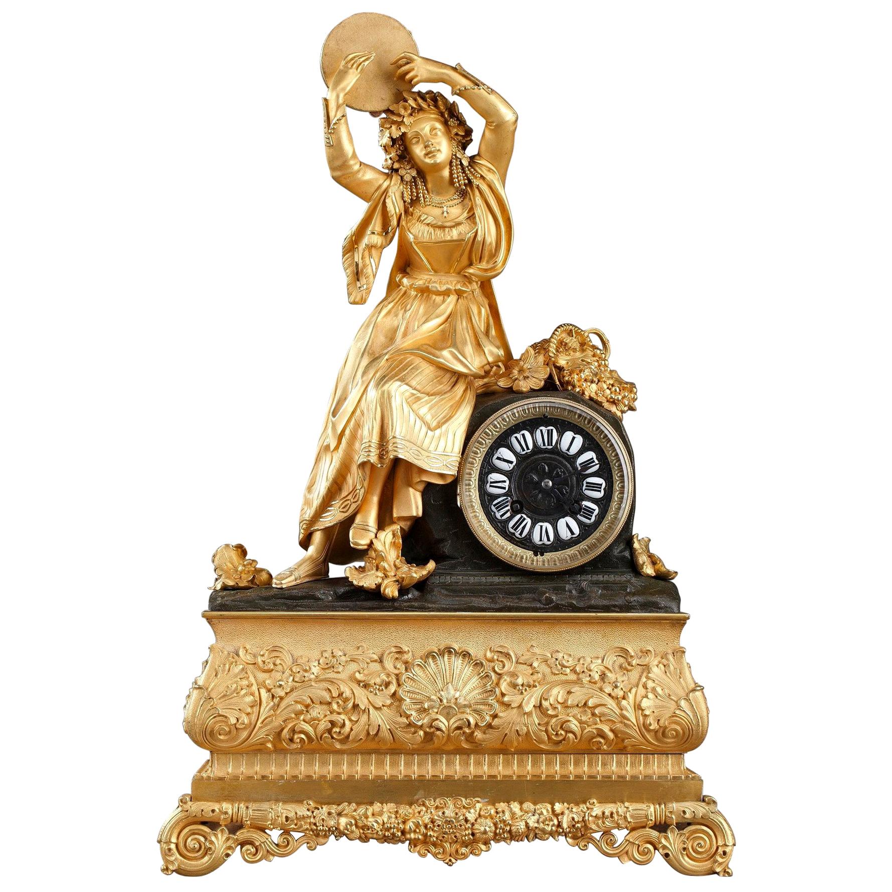 Louis-Philippe Ormolu Clock, Esmeralda or Dancer with a Tambourine For Sale