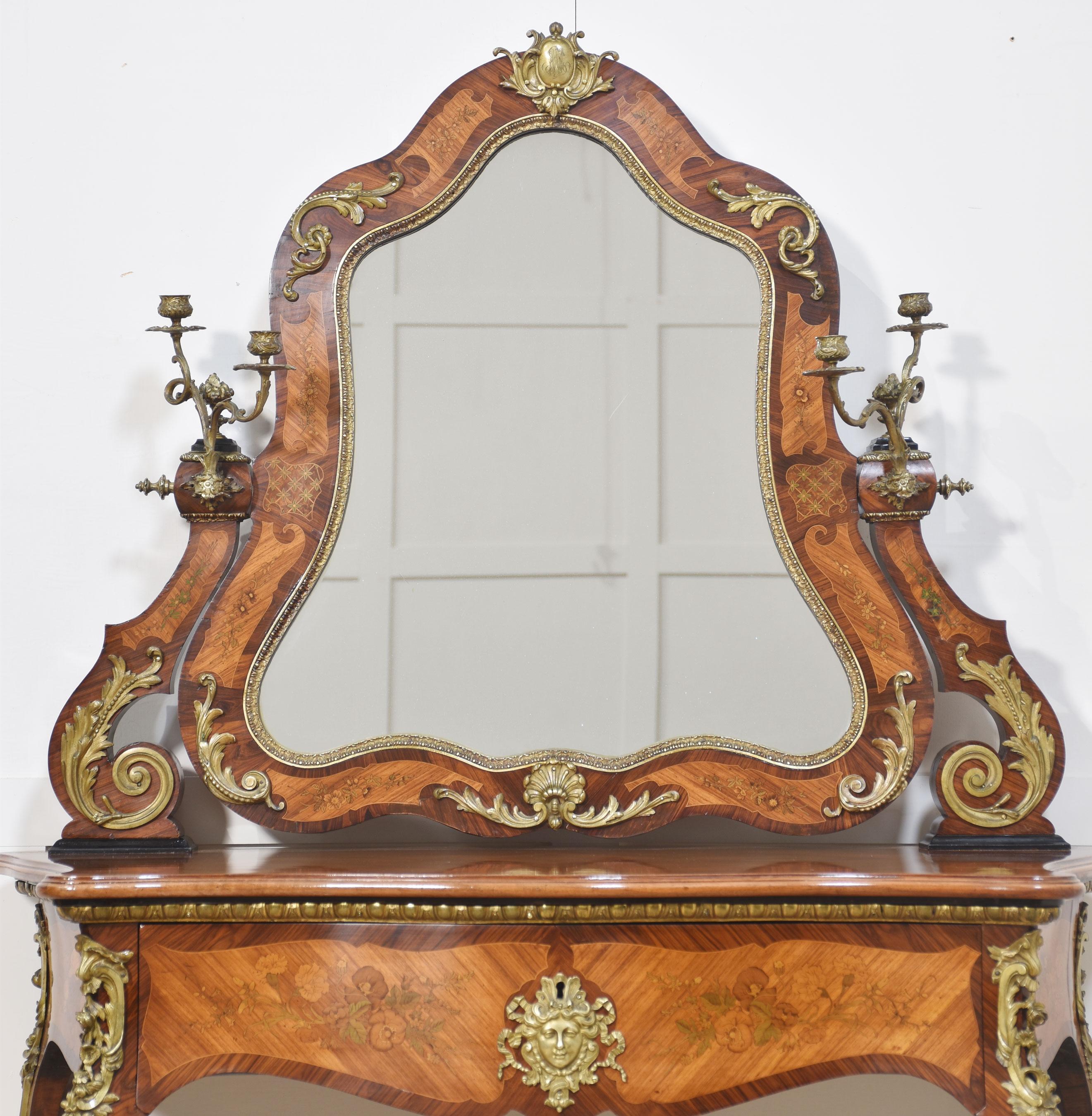 Louis Philippe ormolu-mounted inlaid dresing table by Maison Pretot Paris For Sale 5