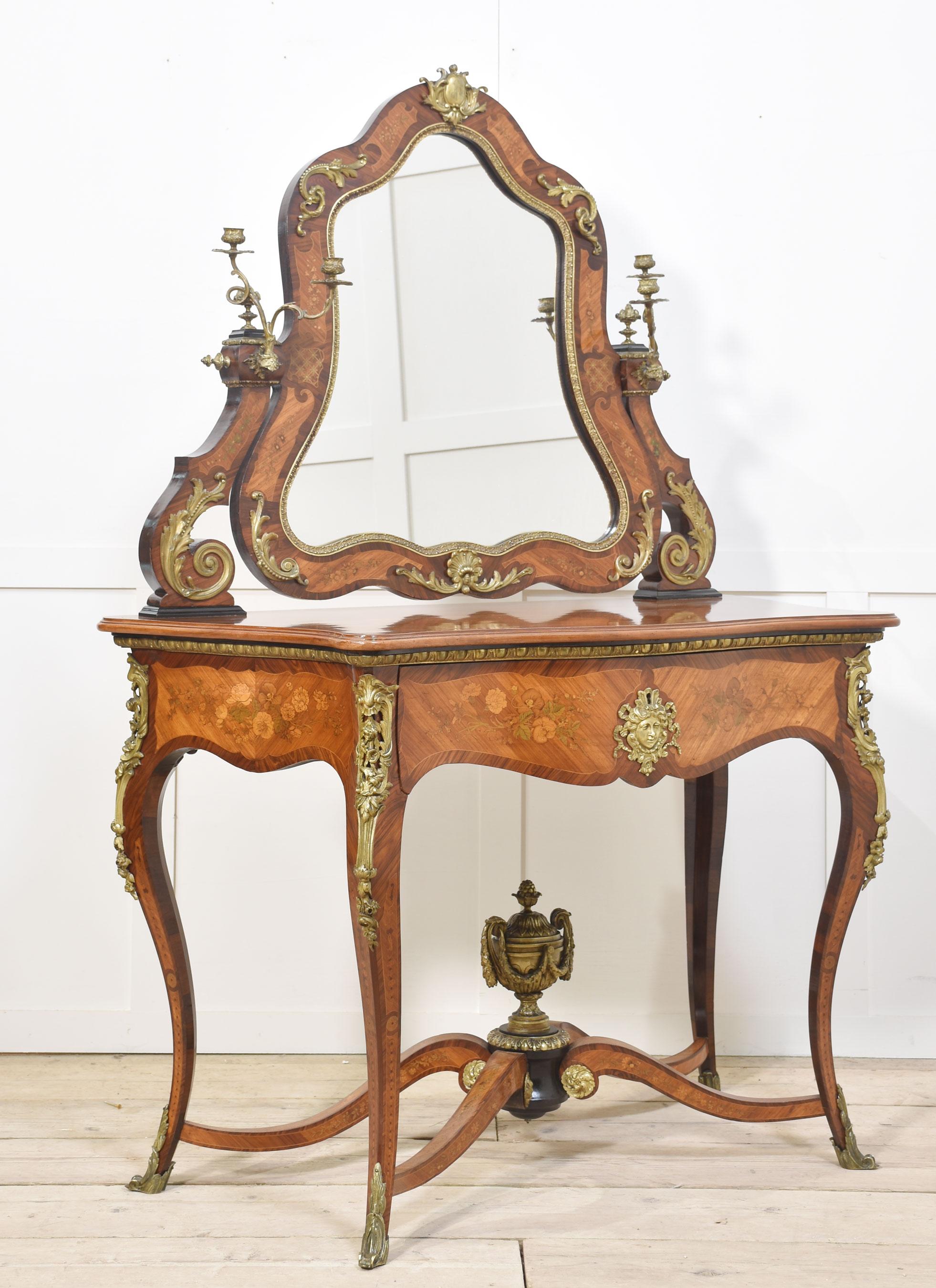 Louis Philippe ormolu-mounted inlaid dresing table by Maison Pretot Paris For Sale 6