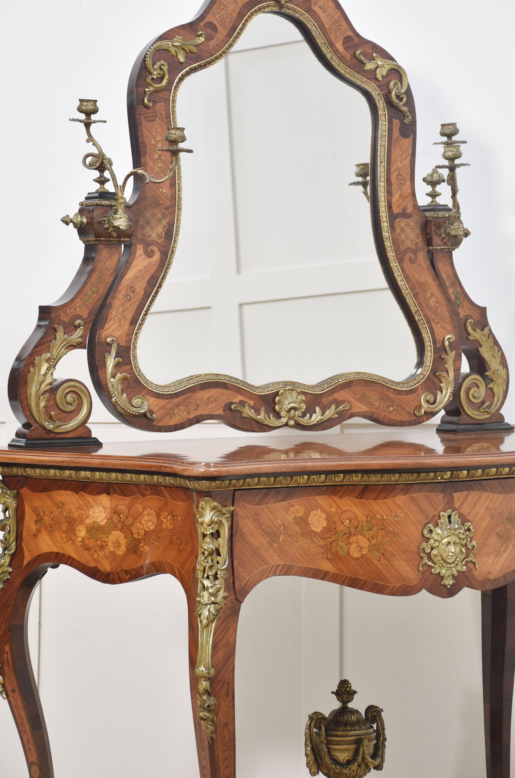 Louis Philippe ormolu-mounted inlaid dresing table by Maison Pretot Paris For Sale 7