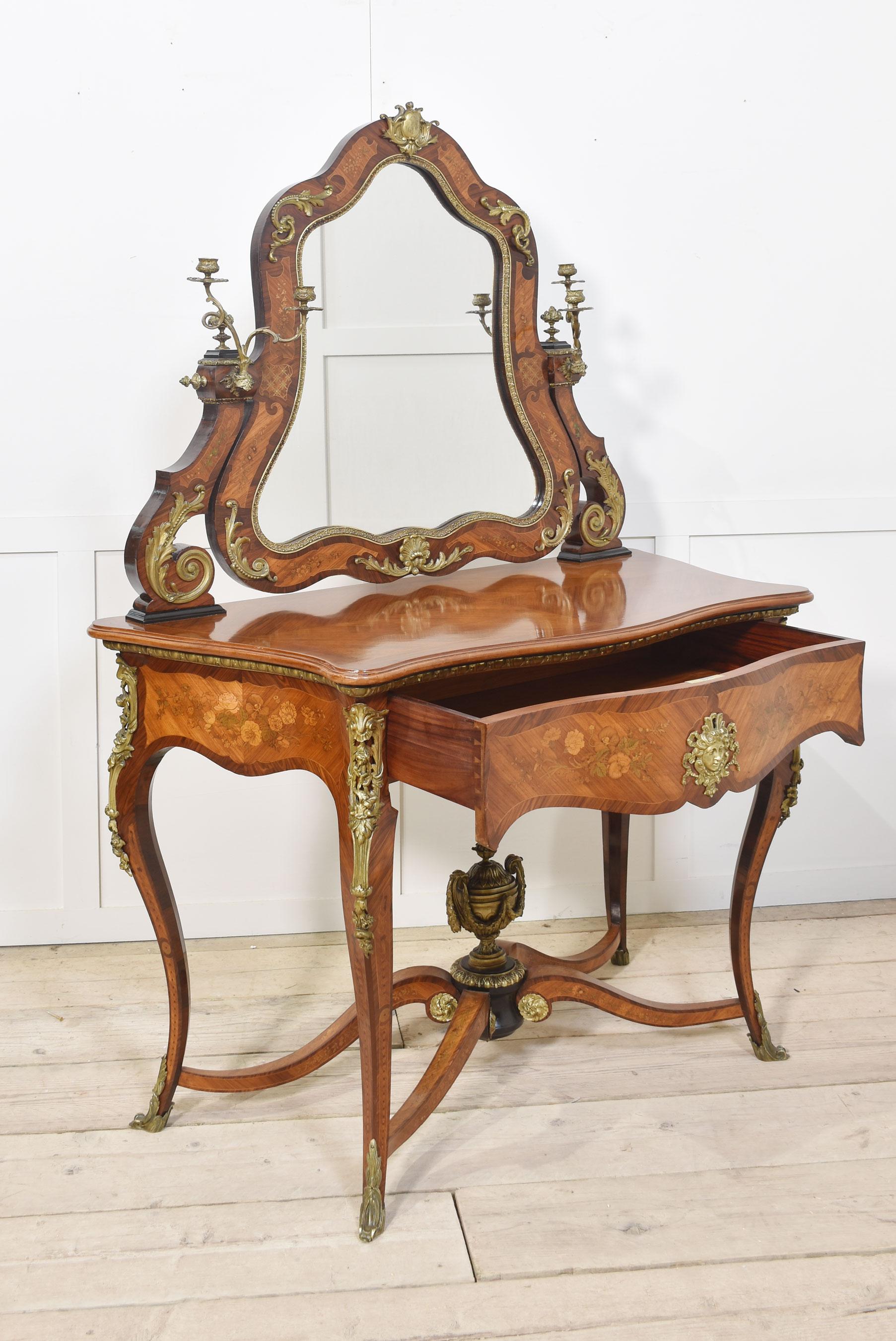 Louis Philippe ormolu-mounted inlaid dresing table by Maison Pretot Paris For Sale 13