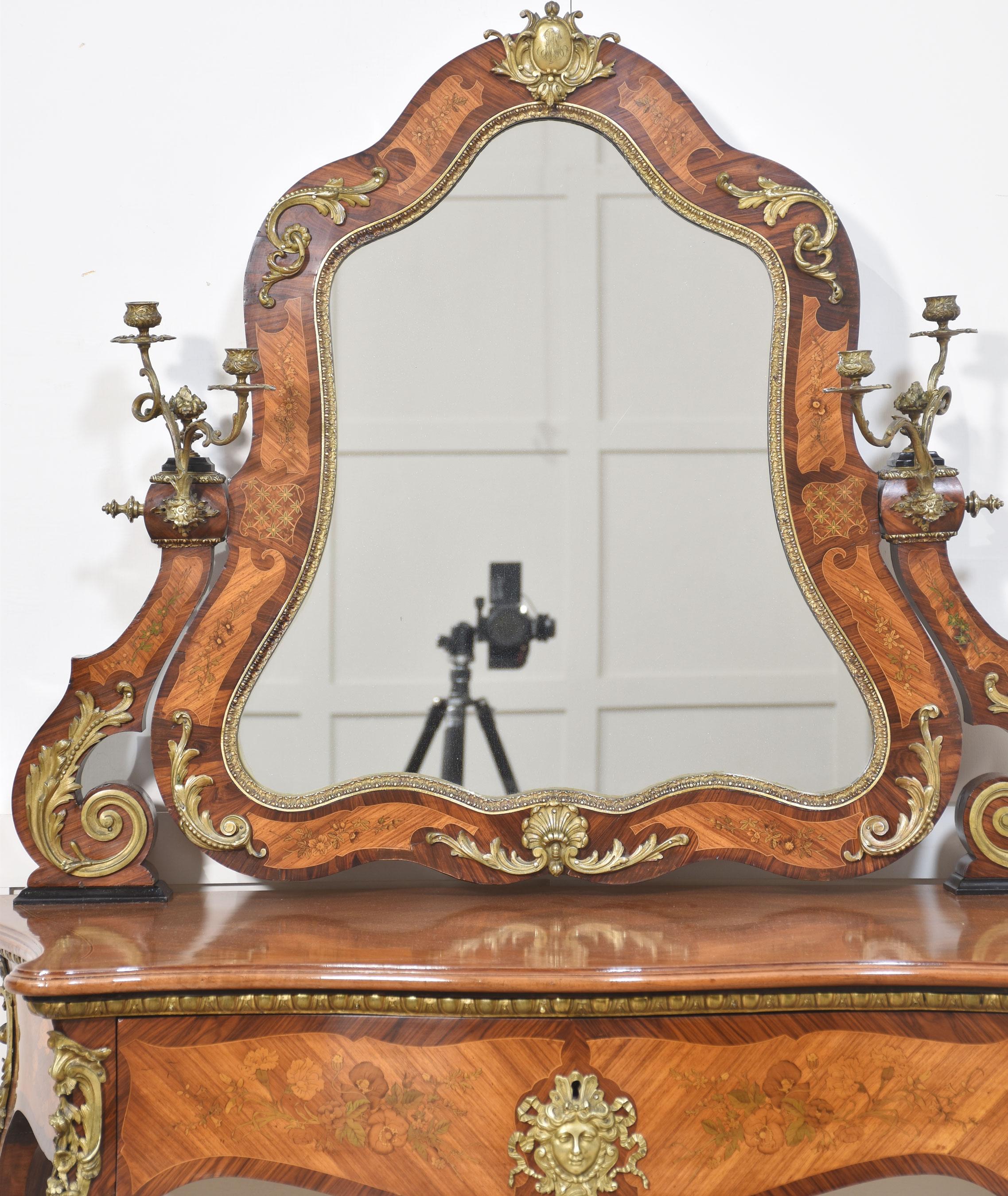 French Louis Philippe ormolu-mounted inlaid dresing table by Maison Pretot Paris For Sale