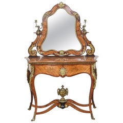 Antique Louis Philippe ormolu-mounted inlaid dresing table by Maison Pretot Paris