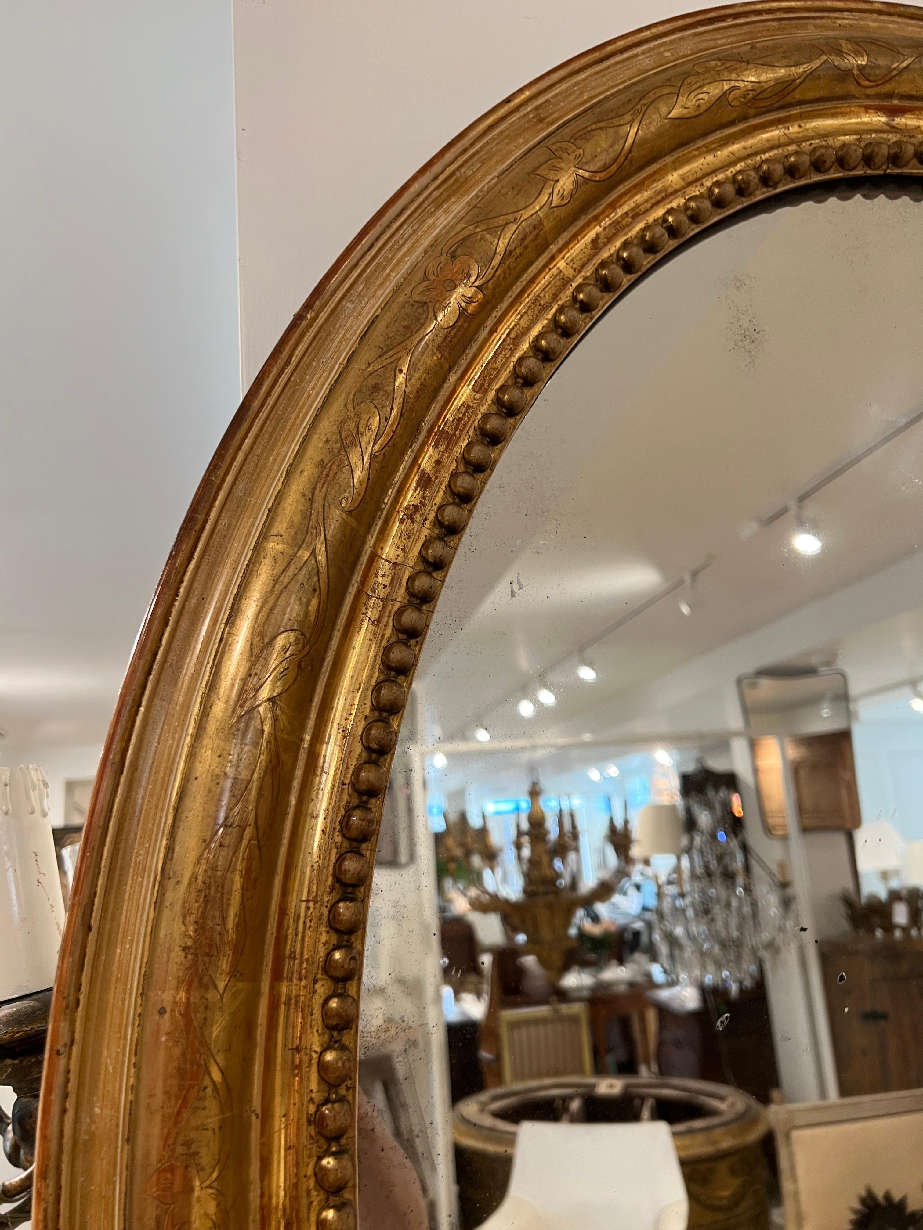 Beaded Louis Philippe Oval Hall Mirror