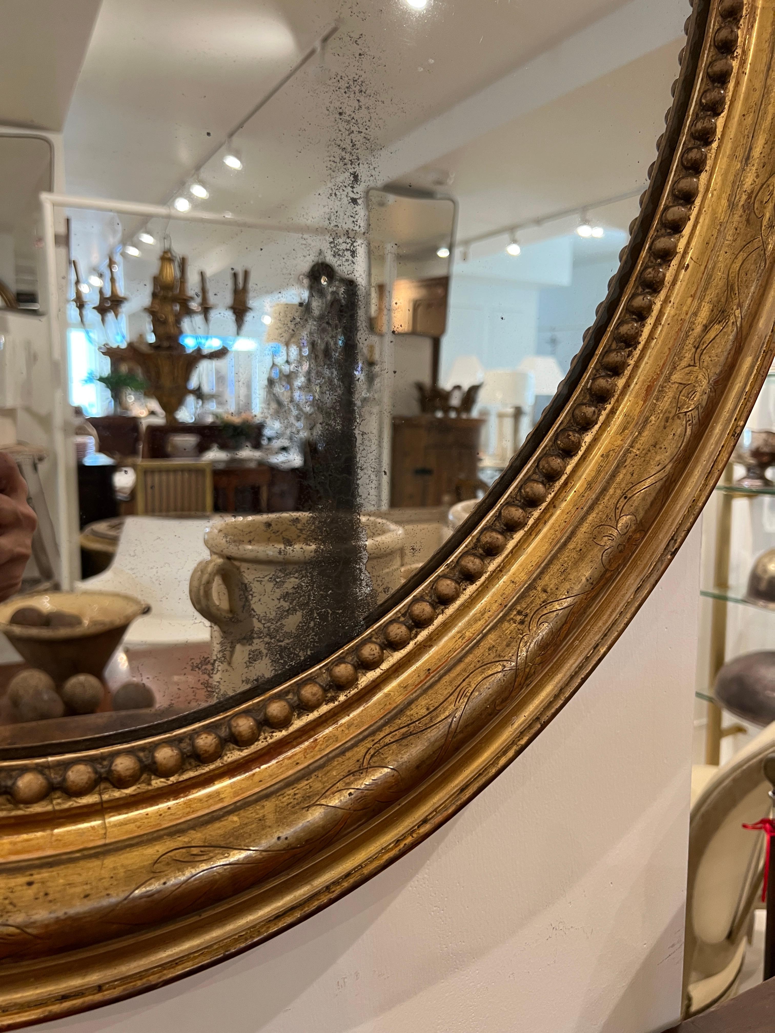 Louis Philippe Oval Hall Mirror In Fair Condition In New Orleans, LA