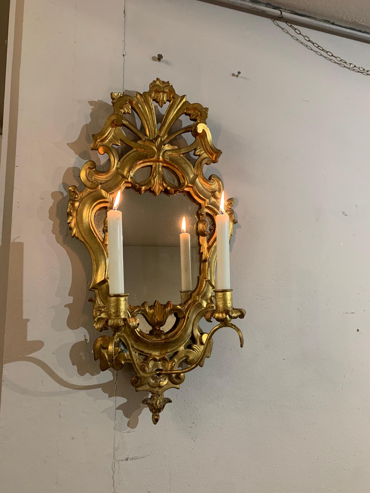 Italian Louis Philippe Pair of Giltwood Mirrors For Sale