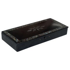 Louis Philippe Papier Mâché Pen Box with Mother of Pearl Decorative Inlay
