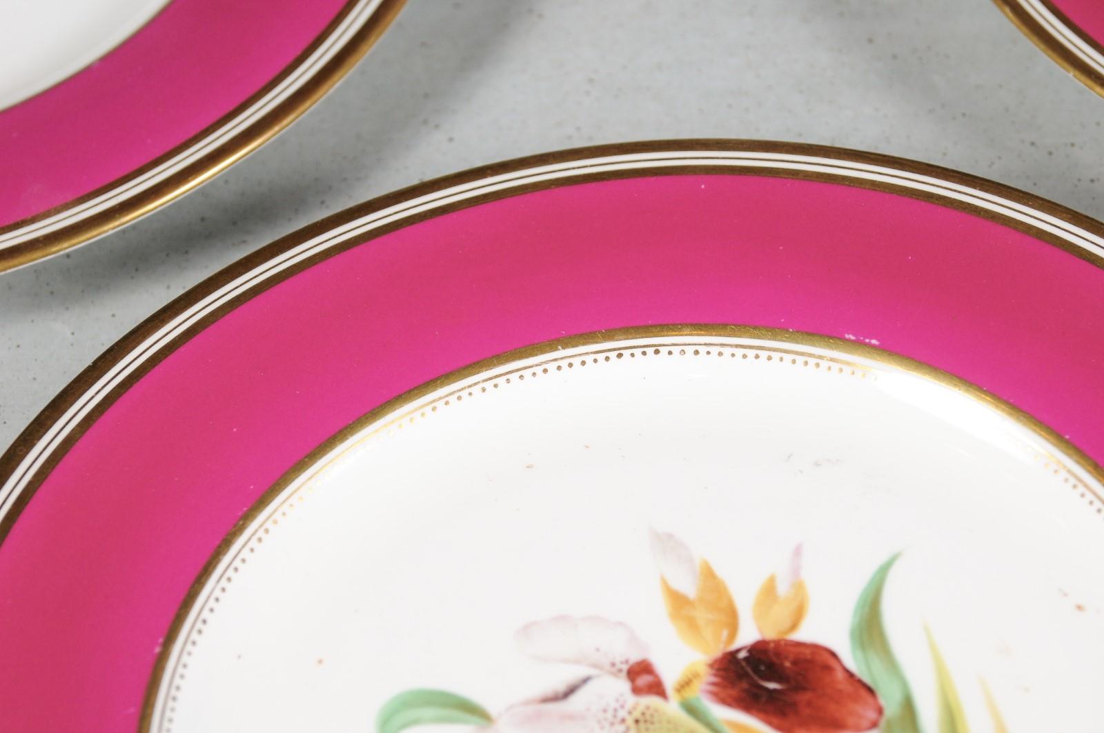 Louis-Philippe Paris Porcelain Fuschia Service Plates and Compotes, Sold Each For Sale 4