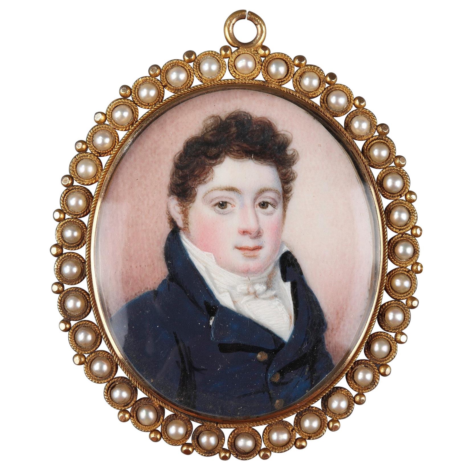 Louis-Philippe Pendant "Souvenir" with Miniature For Sale