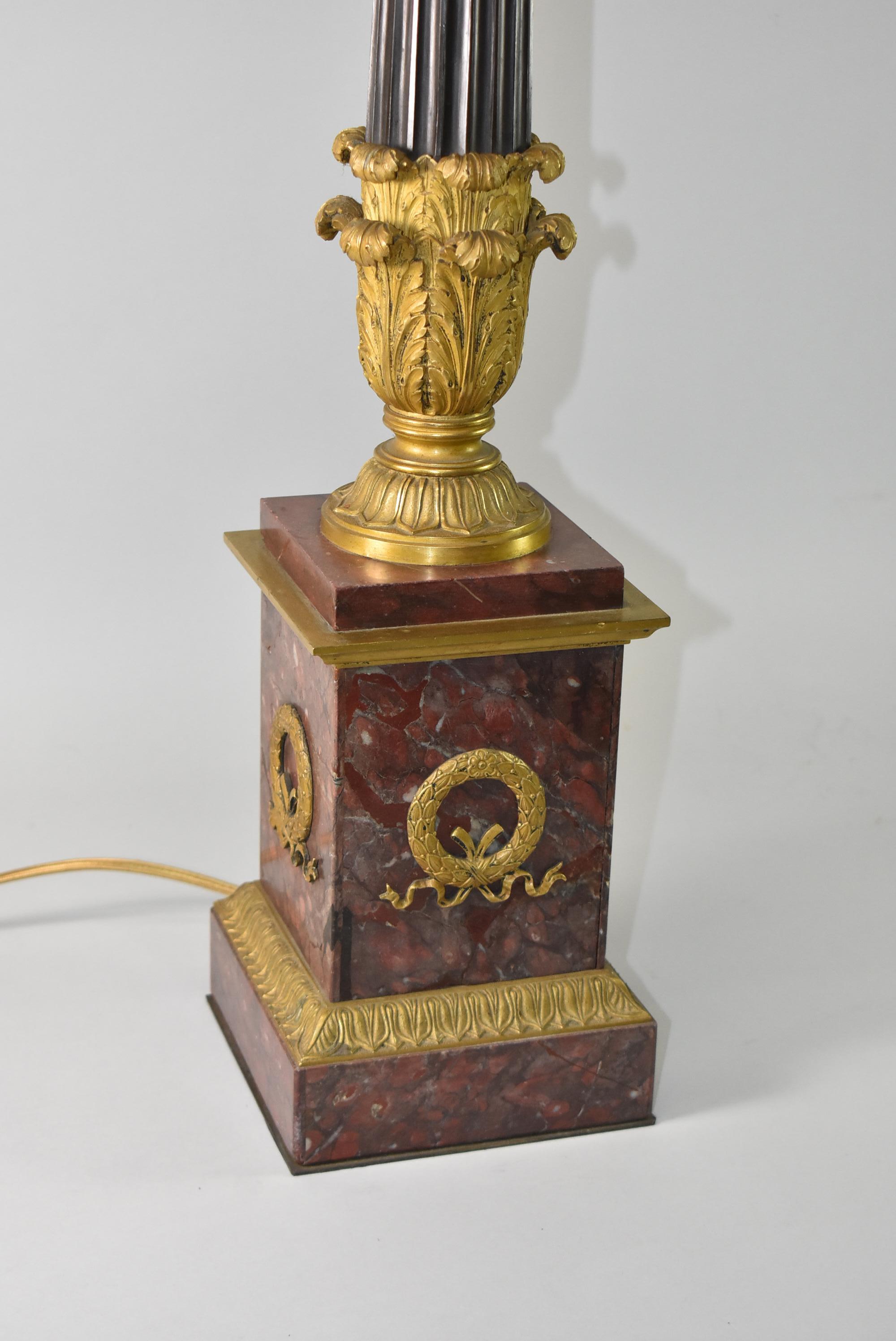 Louis Philippe Period Bronze and Marble Floor Lamp In Good Condition For Sale In Toledo, OH