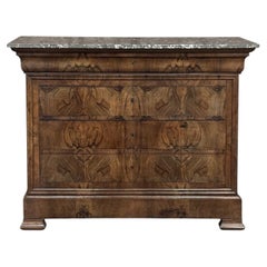 Louis Philippe Period Burl Walnut Marble Top Commode