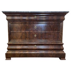 Louis Philippe Period Chest of Drawers in Mahogany with Grey Veined Marble Top