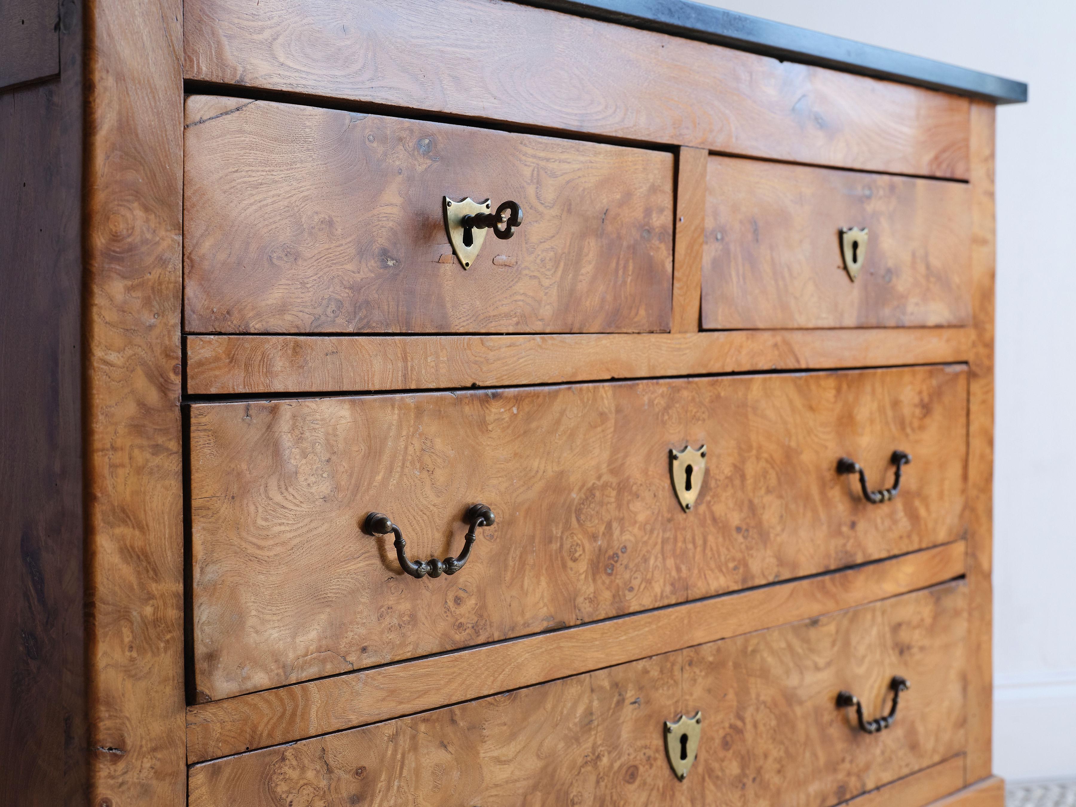French Louis Philippe Period Chest of Drawers with Dark Marble Top