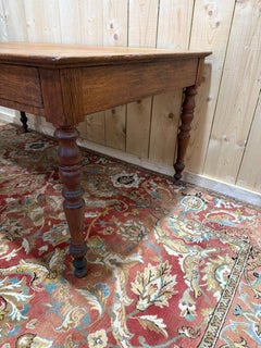 Louis Philippe Period Farmhouse Table in Solid Oak Desk, 19th Century