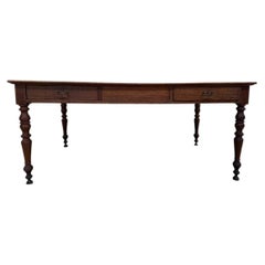 Louis Philippe Period Farmhouse Table in Solid Oak Desk, 19th Century