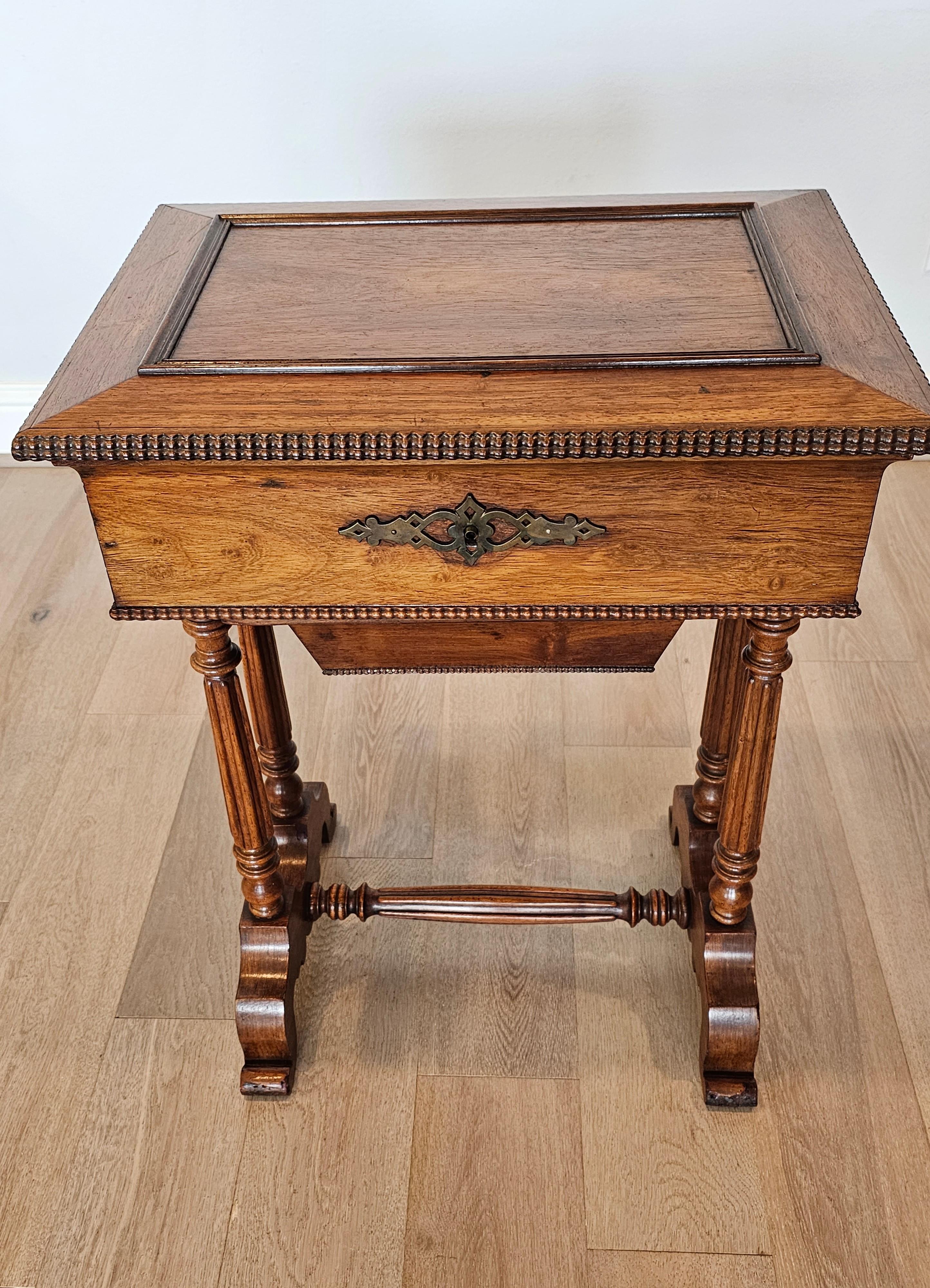 A handsome nearly 200 year old French Louis Philippe period (1830-1848) walnut travailleuse (sewing work table - thread stand)

Born in France in the mid-19th century, hand-crafted of warm rich solid walnut and walnut veneer, having a rectangular