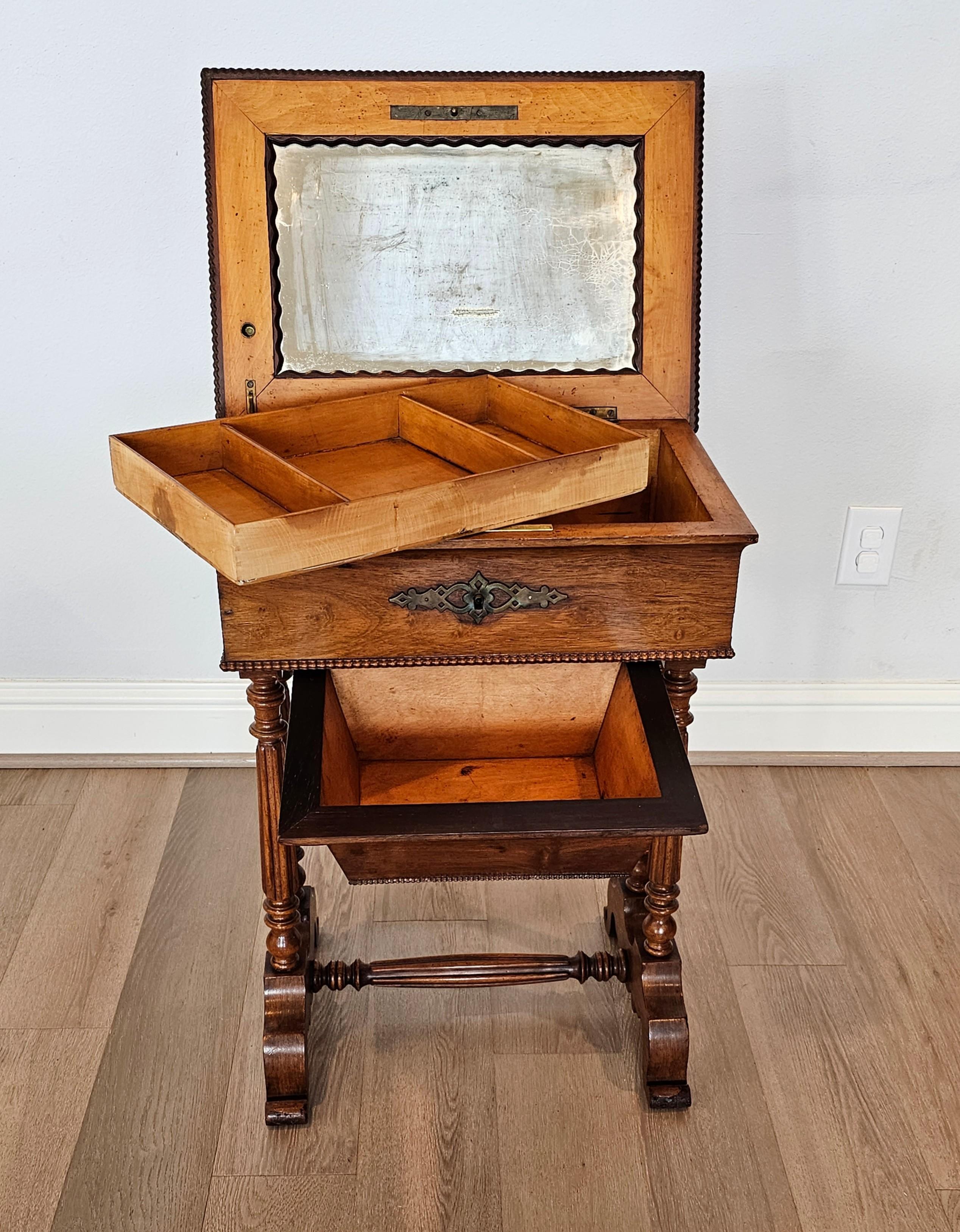 Louis Philippe Period French Walnut Sewing Stand Work Table  For Sale 11