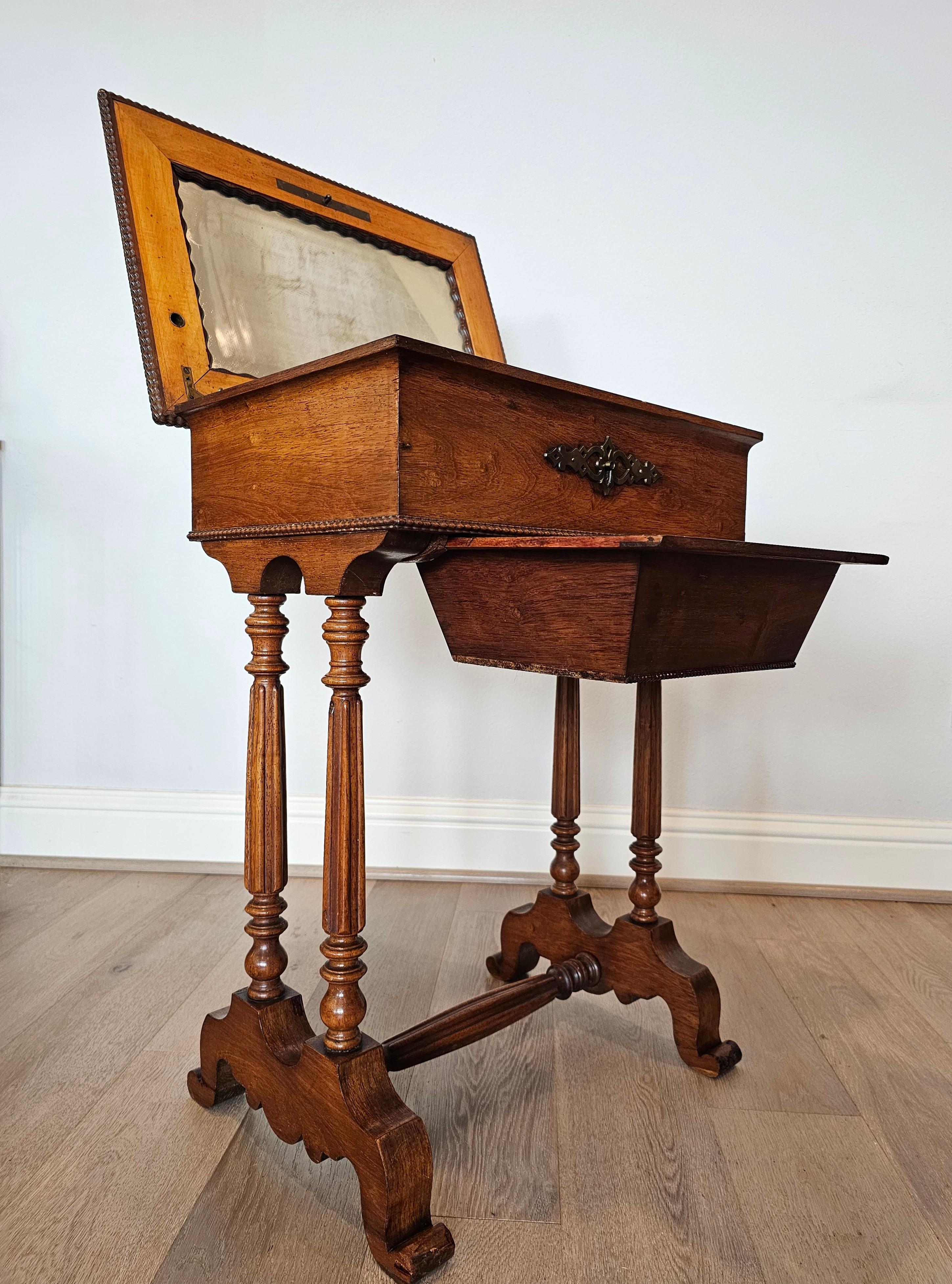 Louis Philippe Period French Walnut Sewing Stand Work Table  In Fair Condition For Sale In Forney, TX
