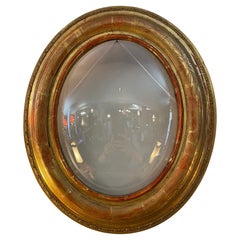 Antique Louis Philippe Period Gilded Wood and Curved Glass Frame