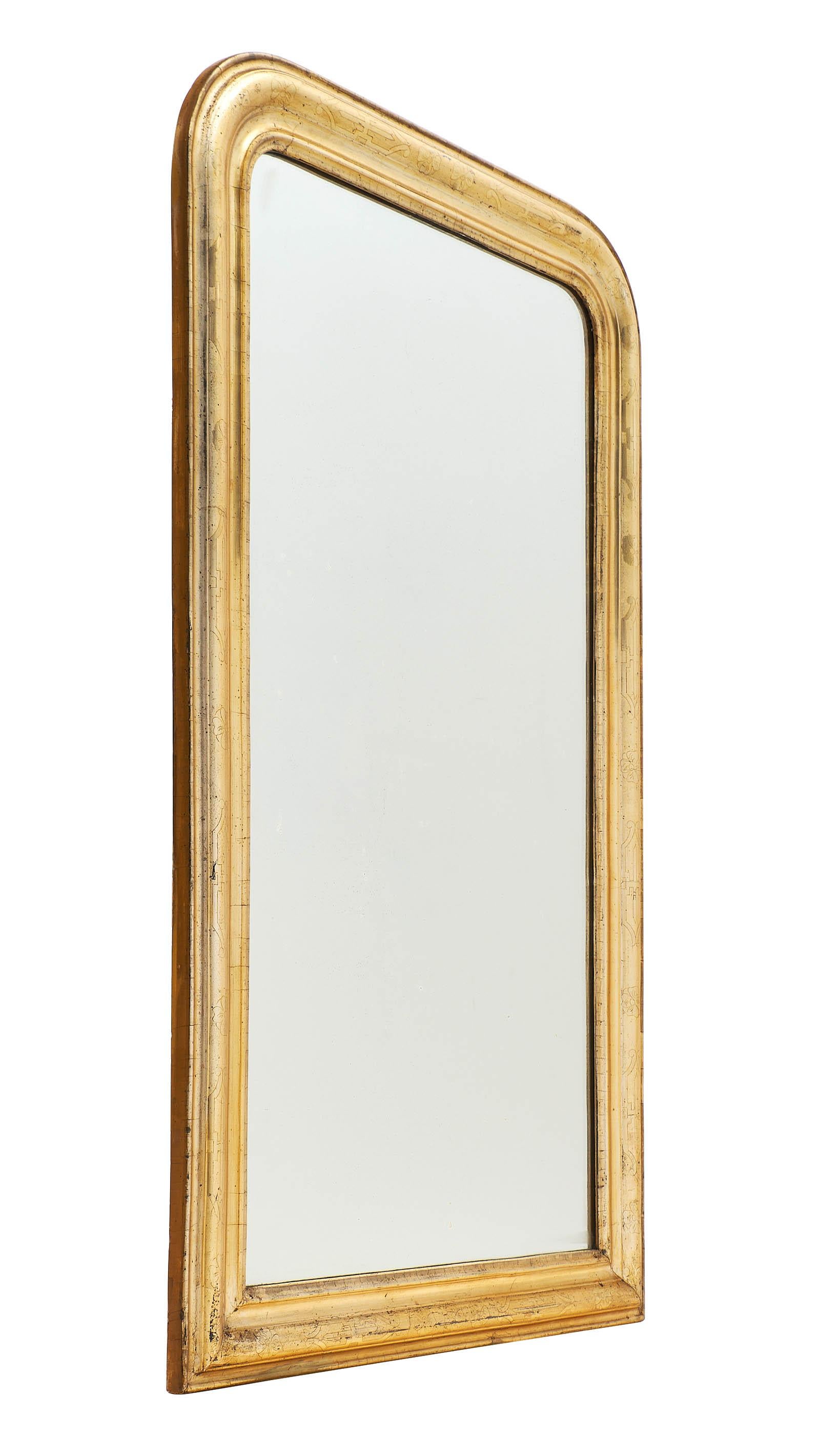 French Louis Philippe Period Gold Leafed Mirror