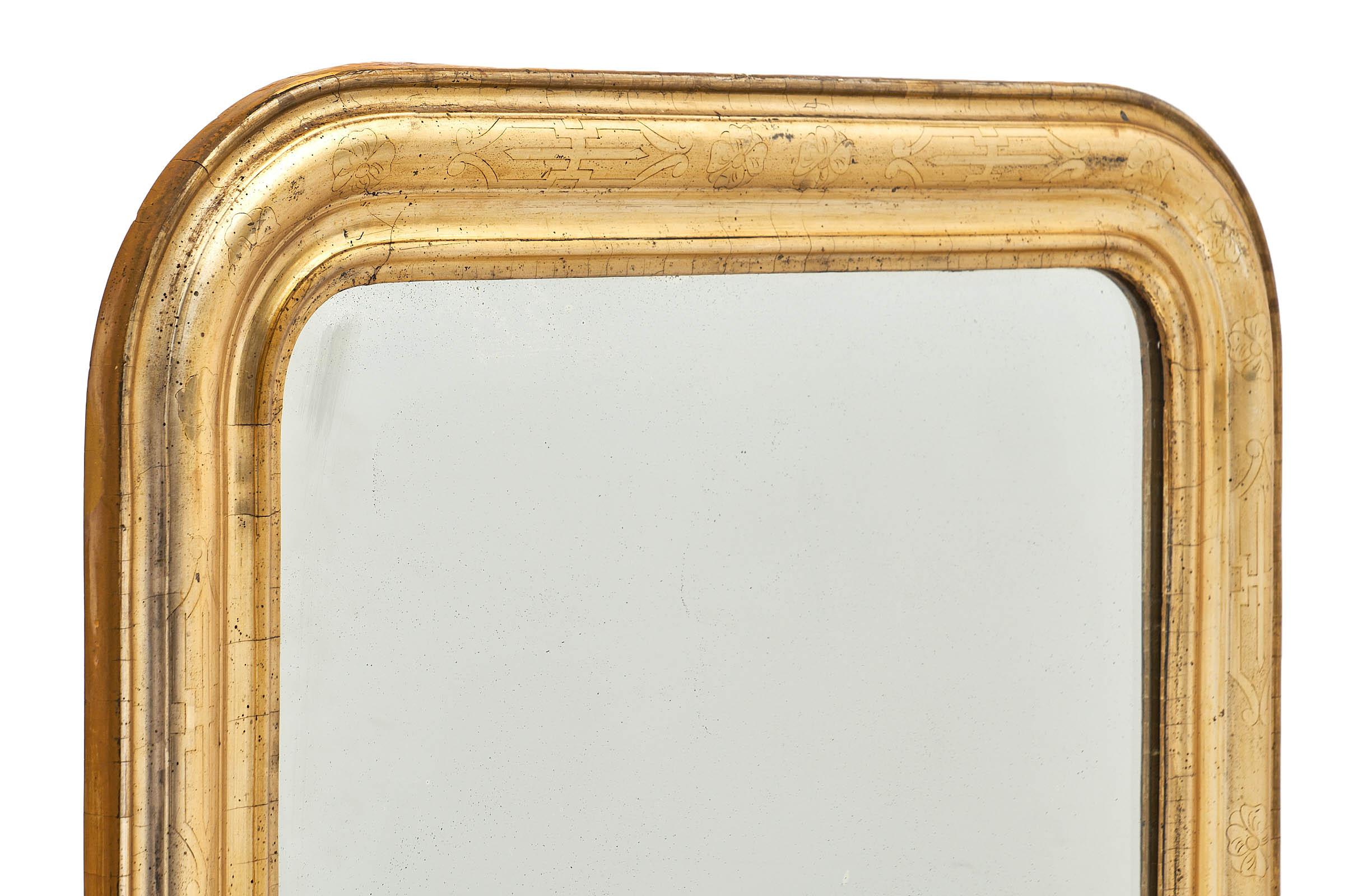 Louis Philippe Period Gold Leafed Mirror In Good Condition In Austin, TX