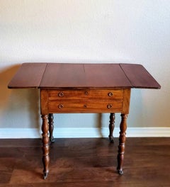Louis Philippe Period Mahogany & Birdseye Maple Drop-Leaf Travailleuse