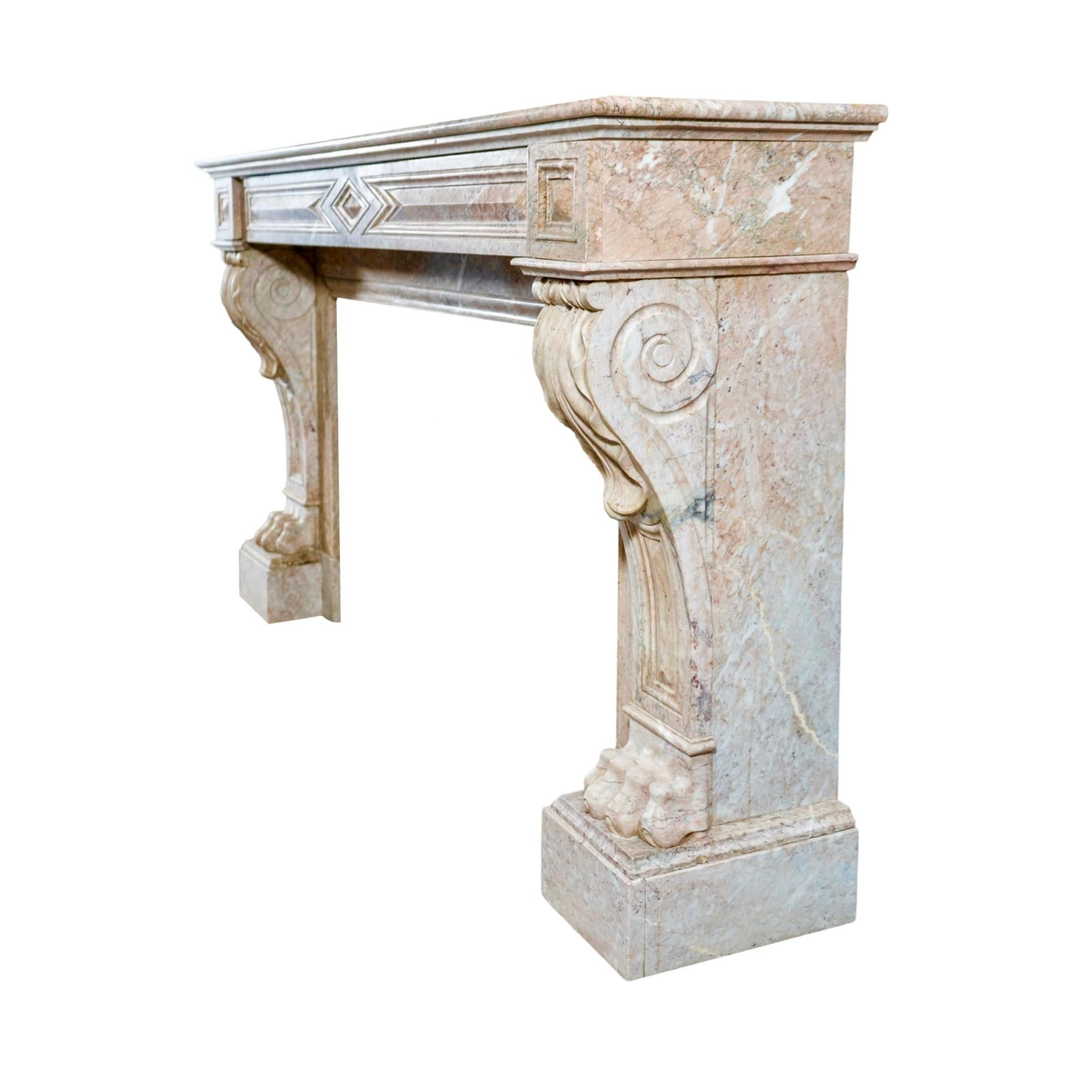 19th Century Antique French Balacet Marble Mantel For Sale