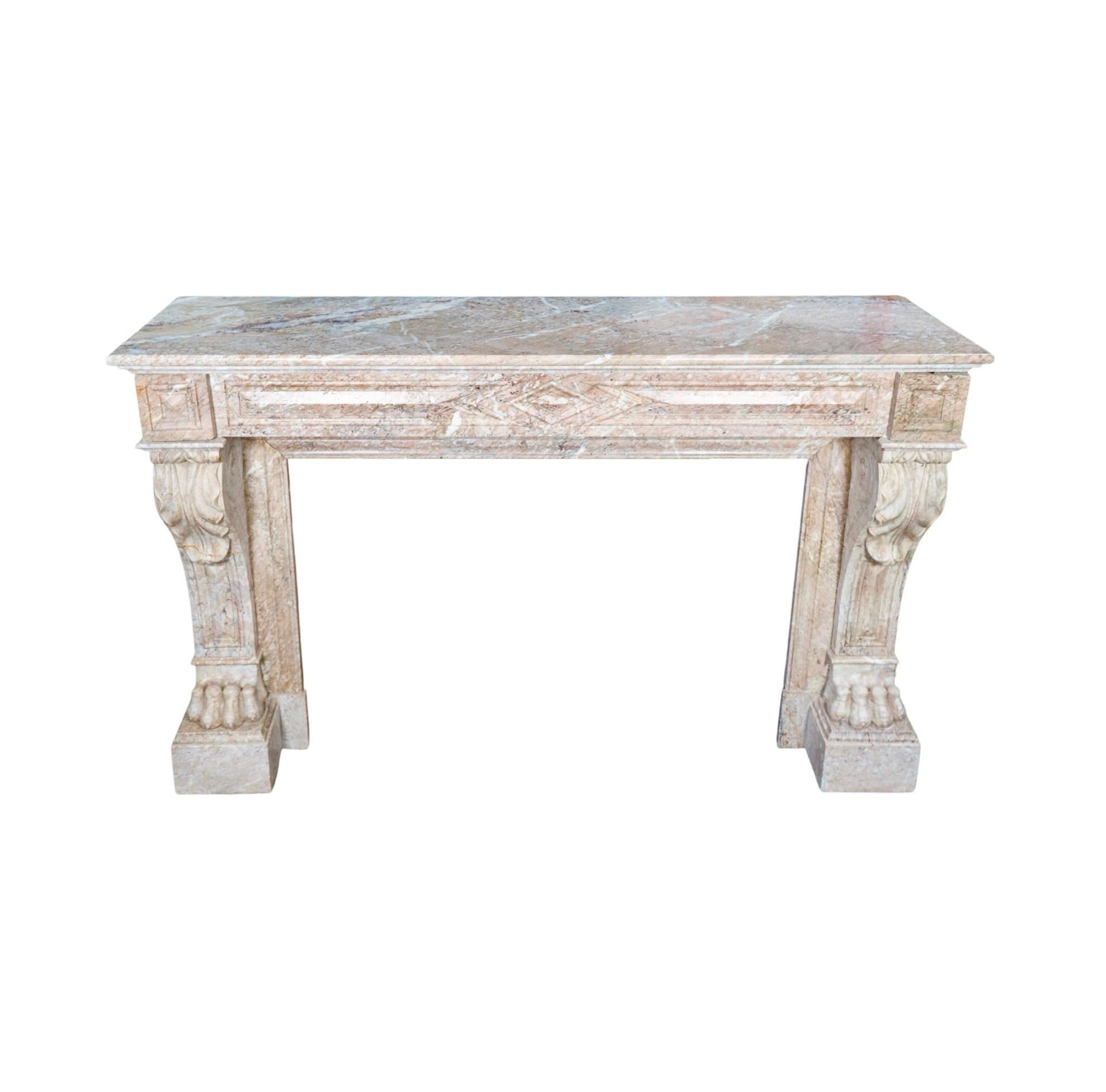 French Provincial Antique French Balacet Marble Mantel For Sale