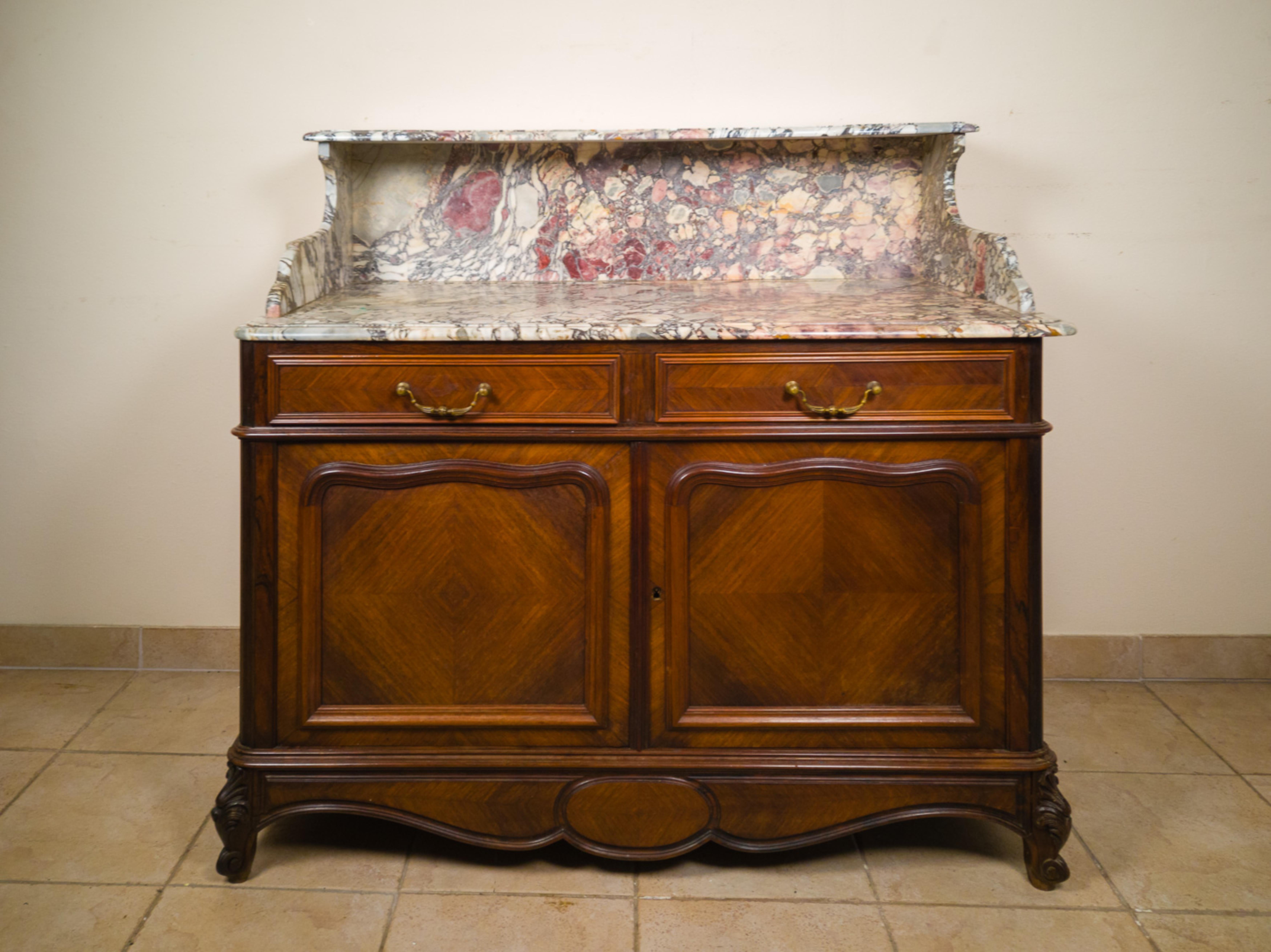  Louis Philippe Period Marble Top Buffet, 19th Century In Good Condition For Sale In Lisbon, PT