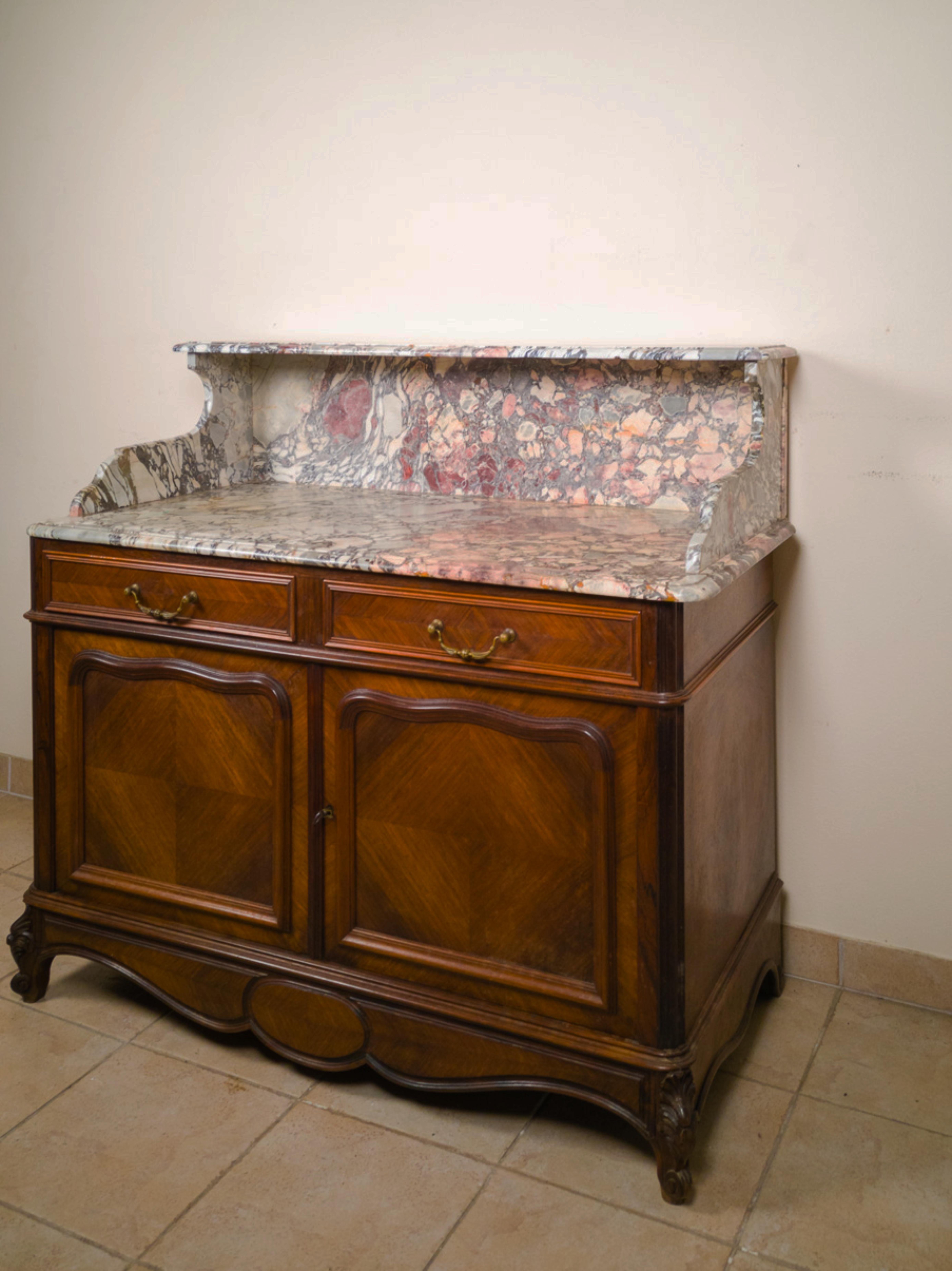 Metal  Louis Philippe Period Marble Top Buffet, 19th Century For Sale