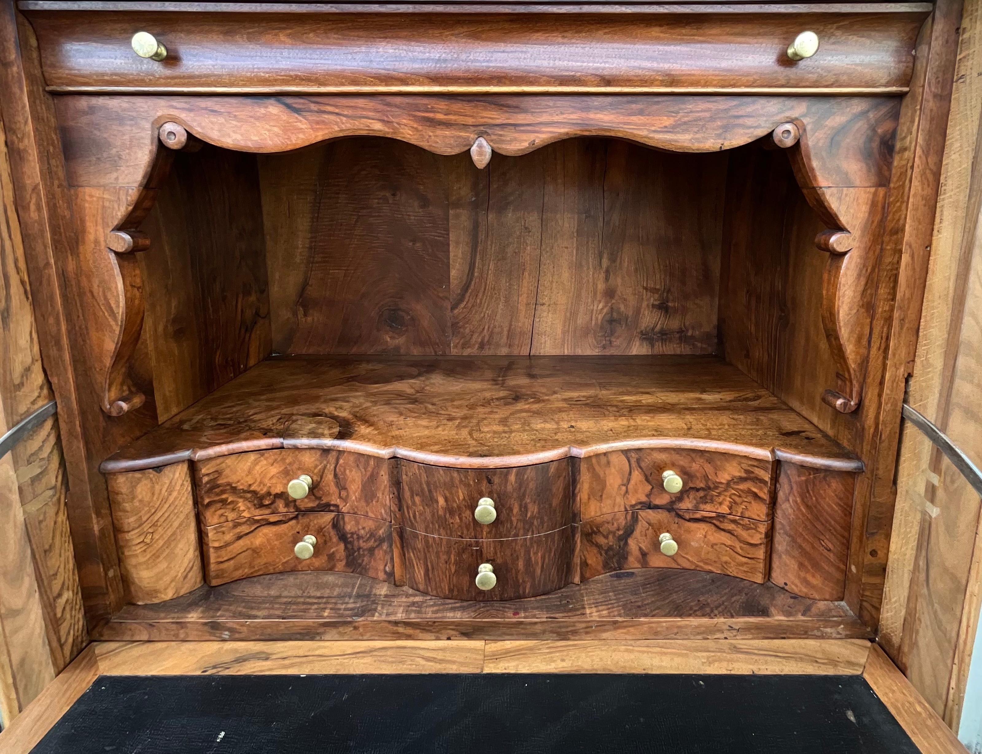 French Louis Philippe Period Secretary, Mid 19th Century, Burl Walnut For Sale
