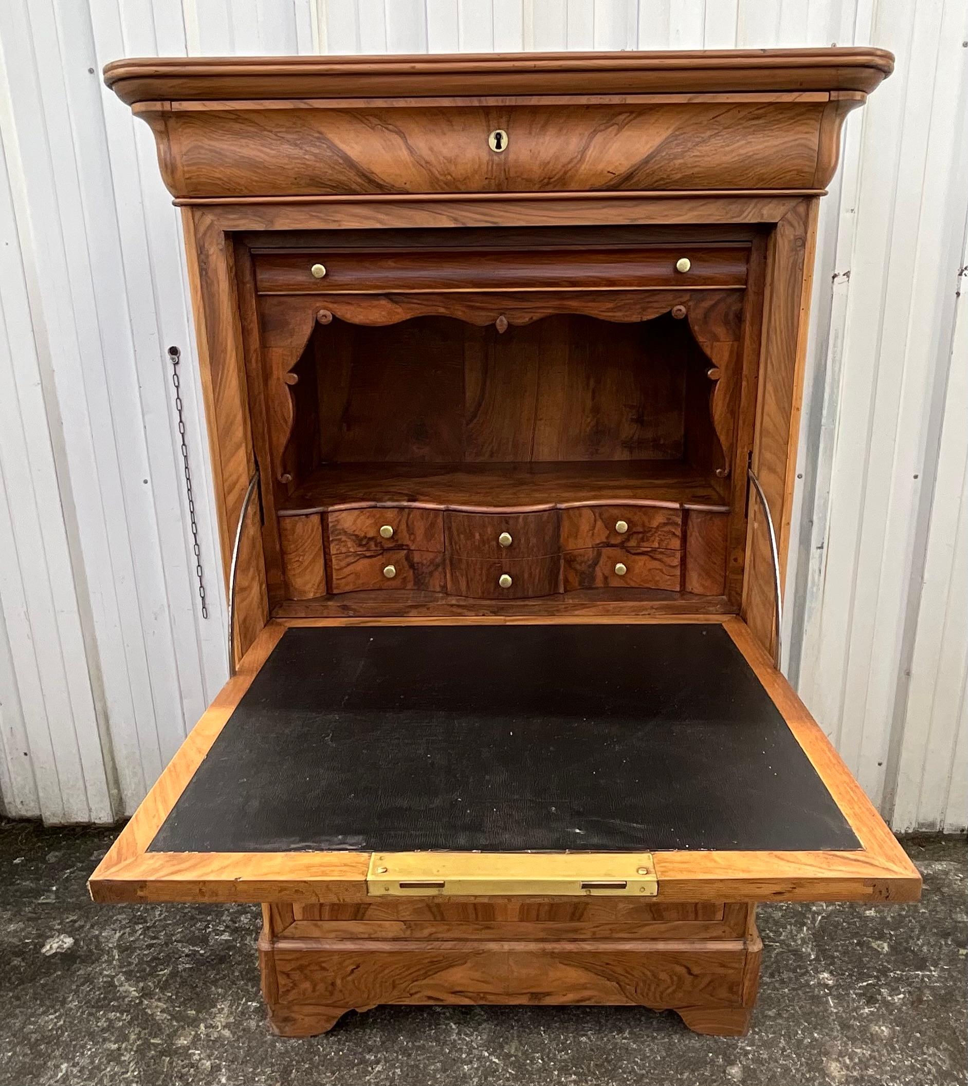 Mid-19th Century Louis Philippe Period Secretary, Mid 19th Century, Burl Walnut For Sale