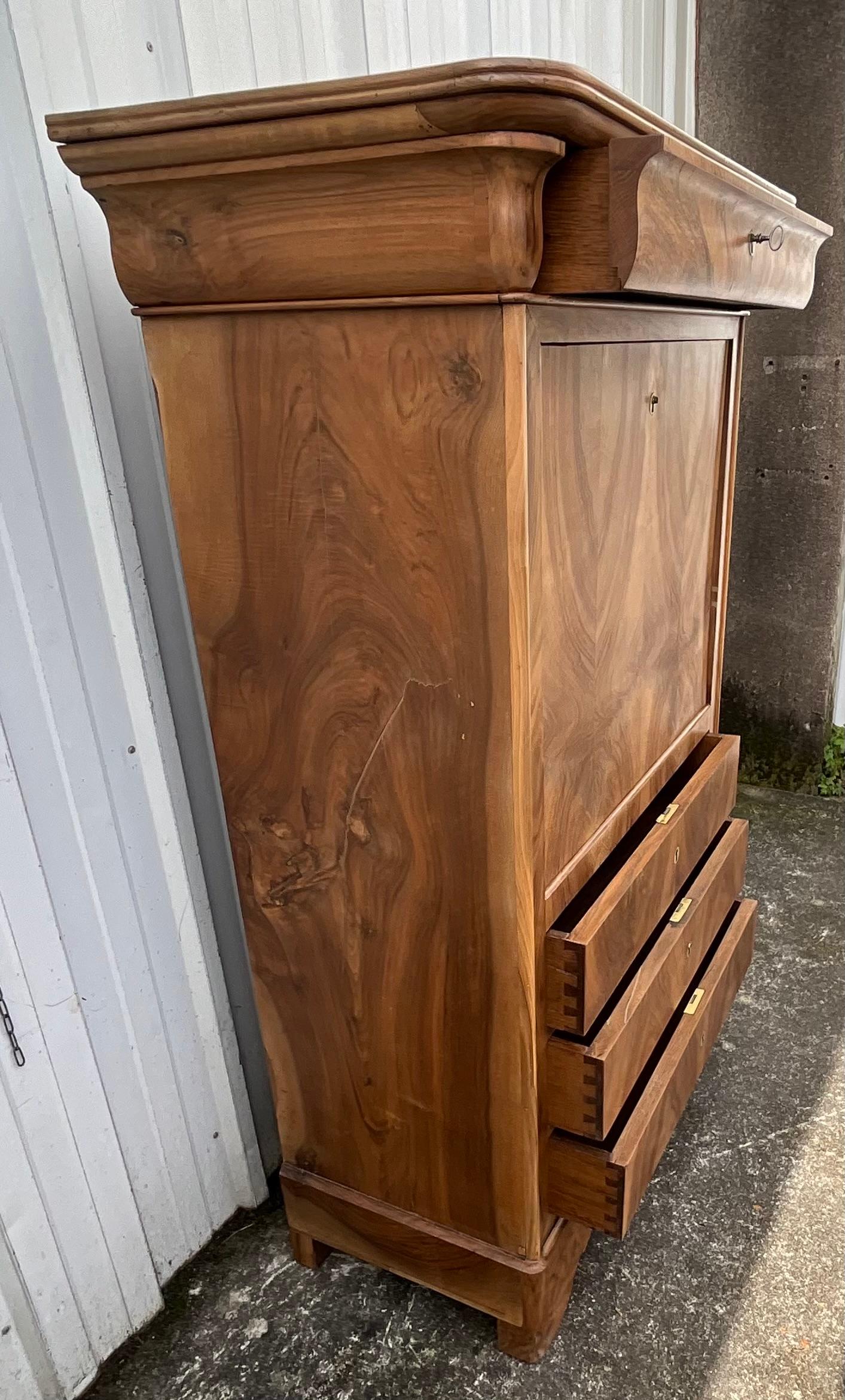 Louis Philippe Period Secretary, Mid 19th Century, Burl Walnut For Sale 4