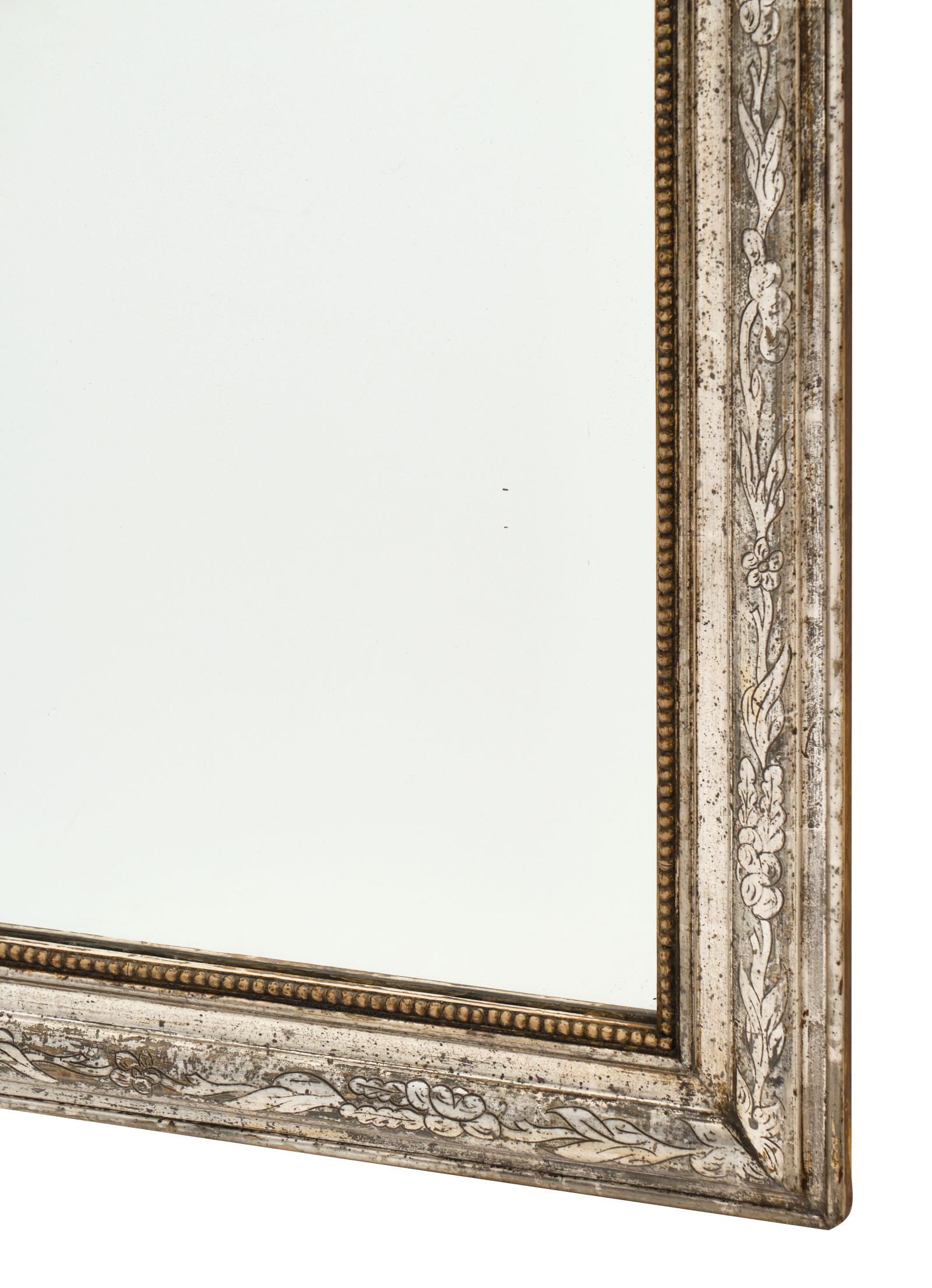 Late 19th Century Louis Philippe Period Silver Leaf Mirror