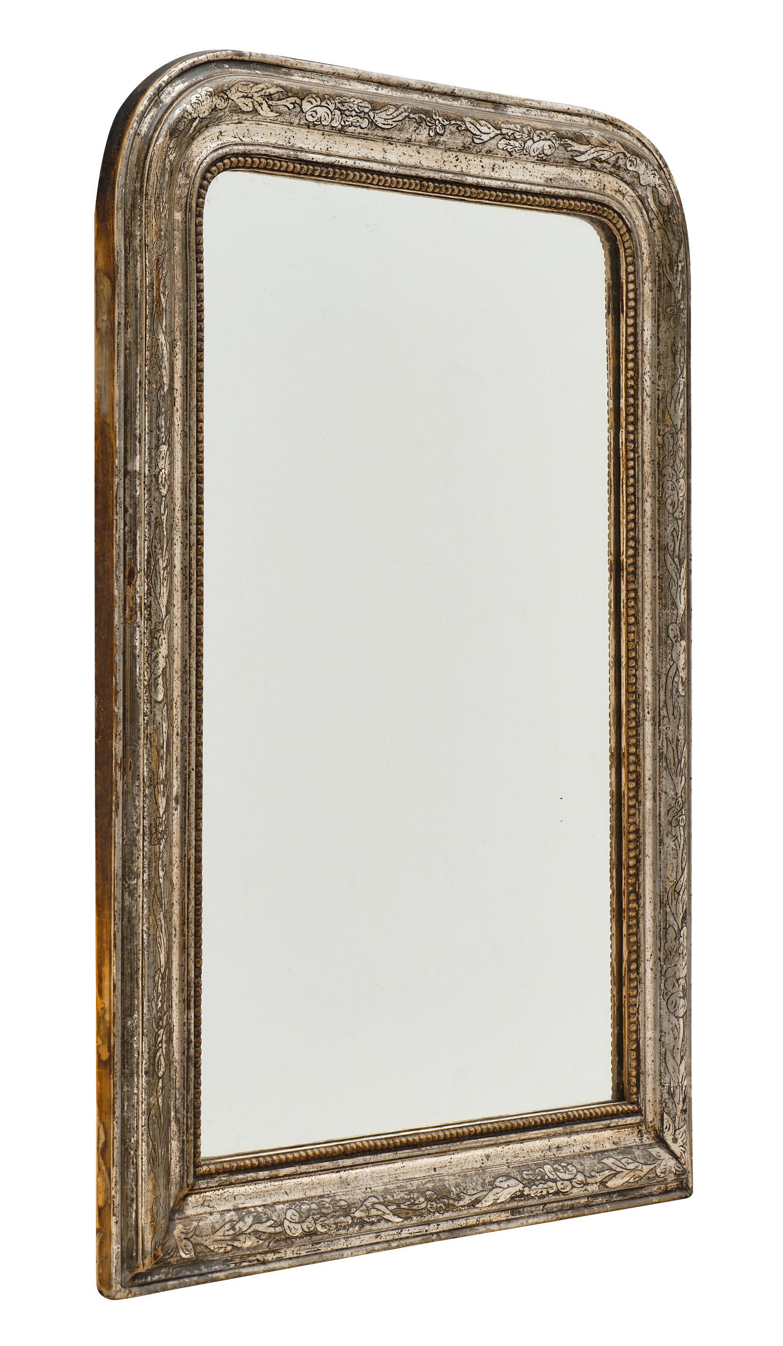Louis Philippe Period Silver Leaf Mirror 1