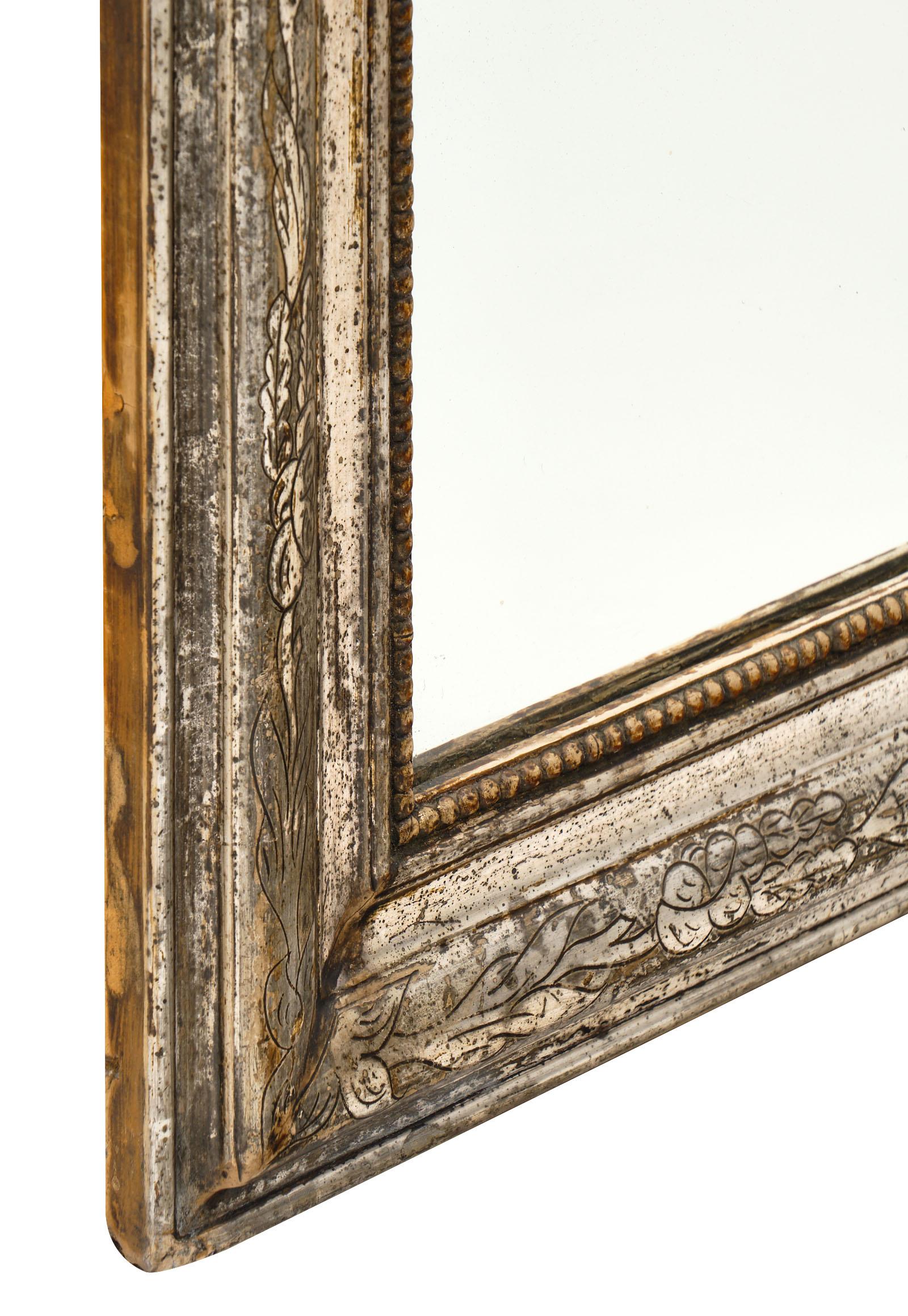 Louis Philippe Period Silver Leaf Mirror 2
